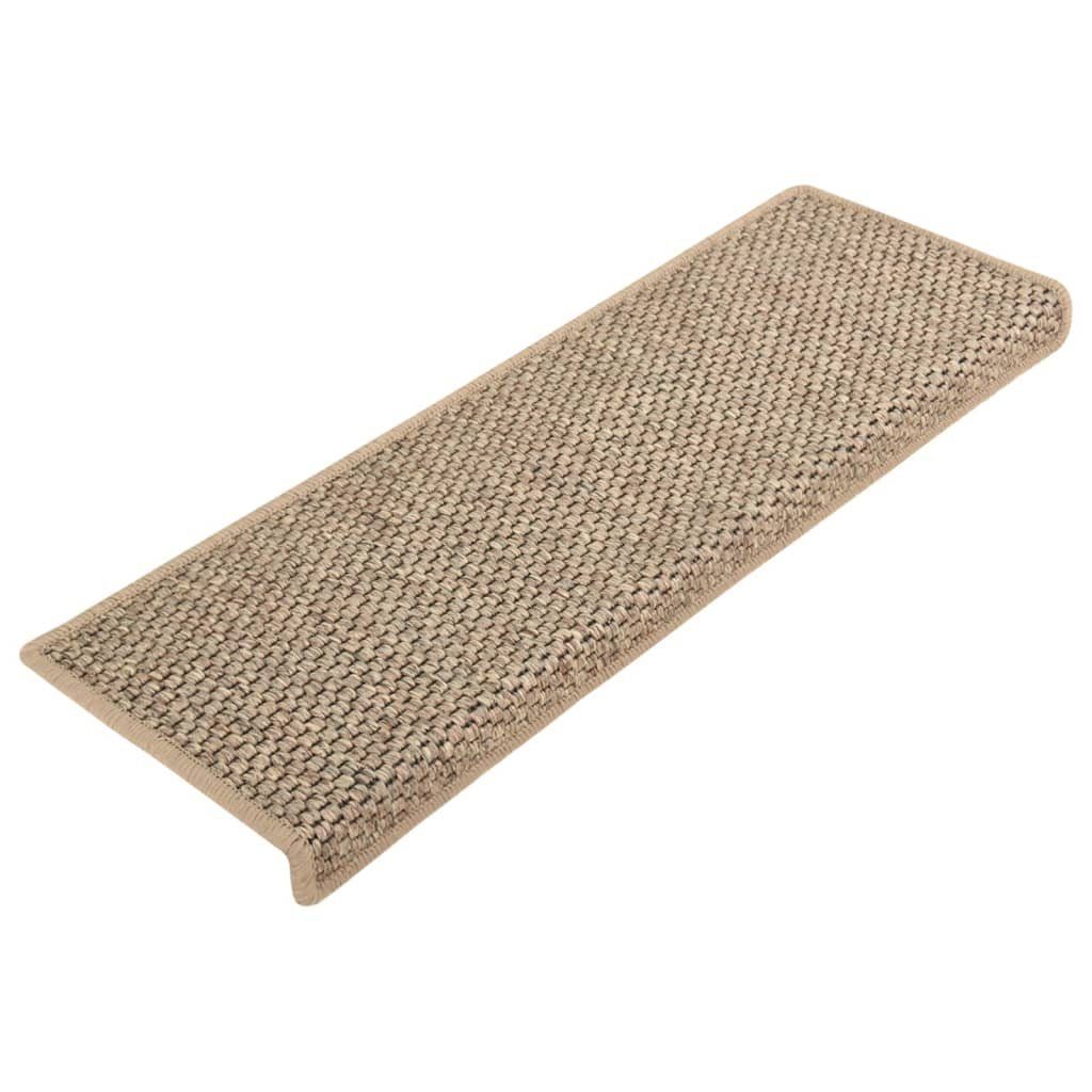 vidaXL Stufenmatte Treppenmatten Selbstklebend Sisal 15 Stk 65x25 cm Dunkelbeige Stufen T