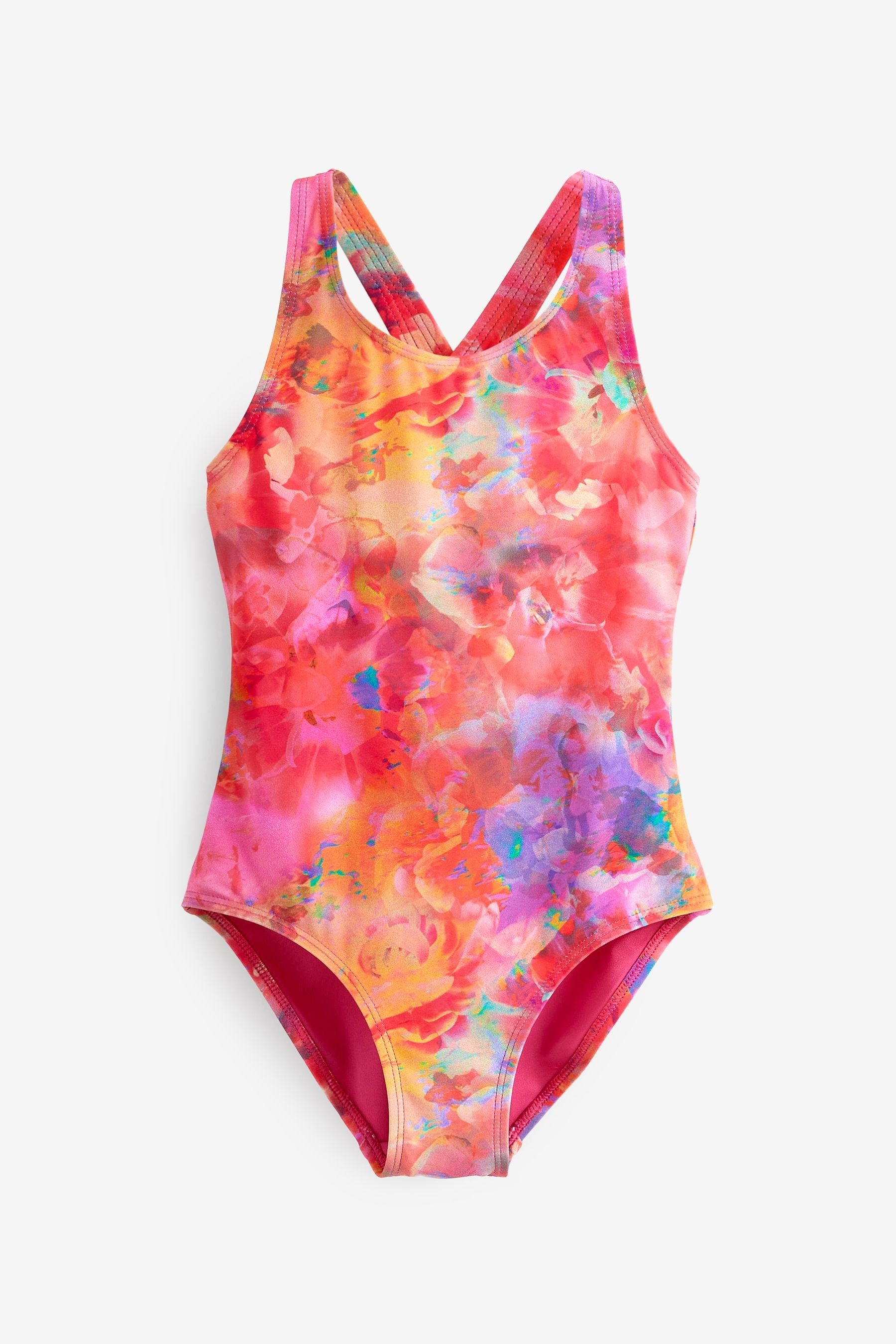 Next Badeanzug Sportbadeanzug mit gekreuzten Rückenträgern (1-St) Pink