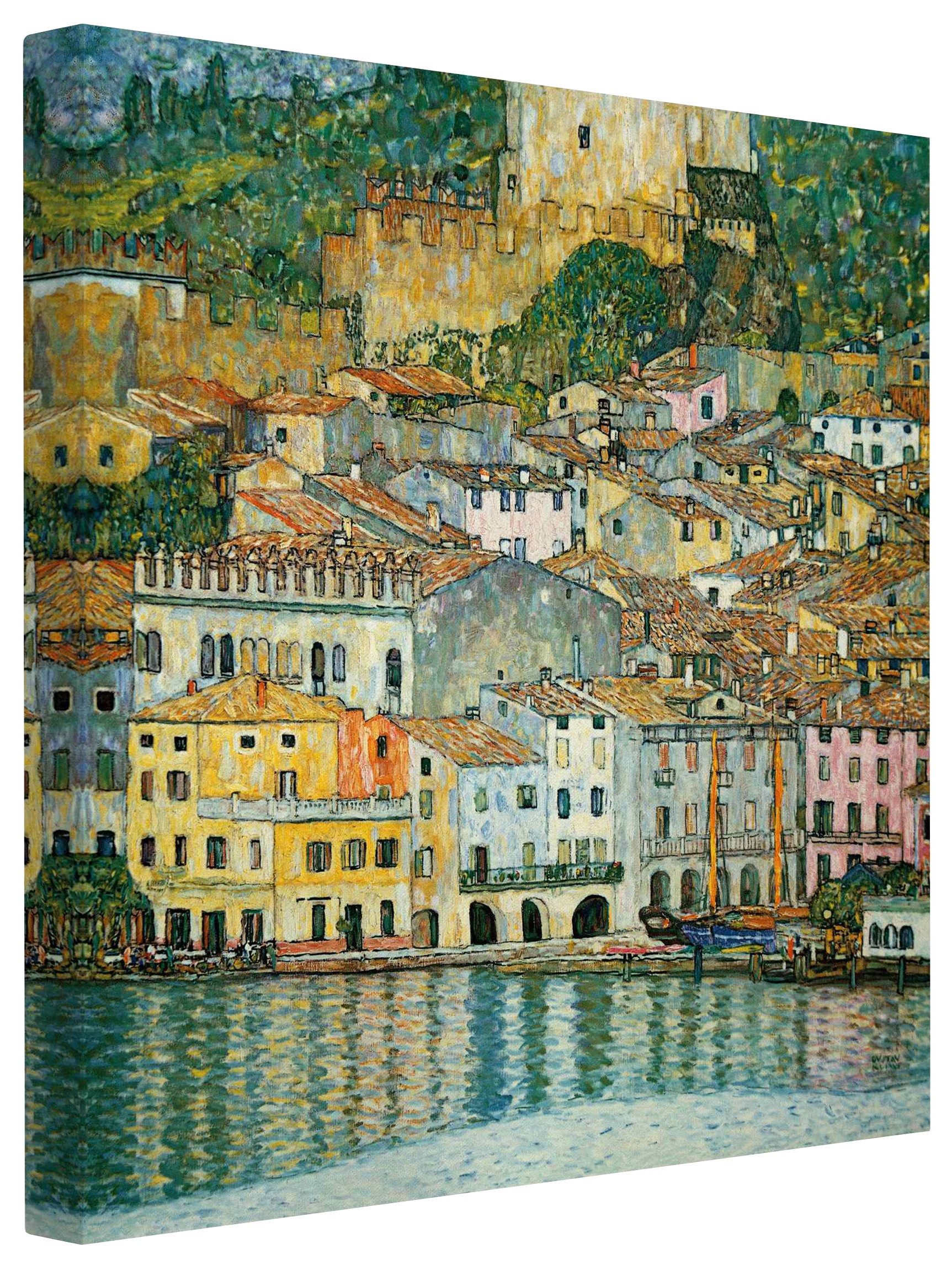 Bilderdepot24 Leinwandbild Kunstdruck Gustav Klimt Malcesine Gardasee grün Bild auf Leinwand XXL, Wohnzimmer Schlafzimmer Küche Flur Wandbild Kunstkopie Wanddeko Druck
