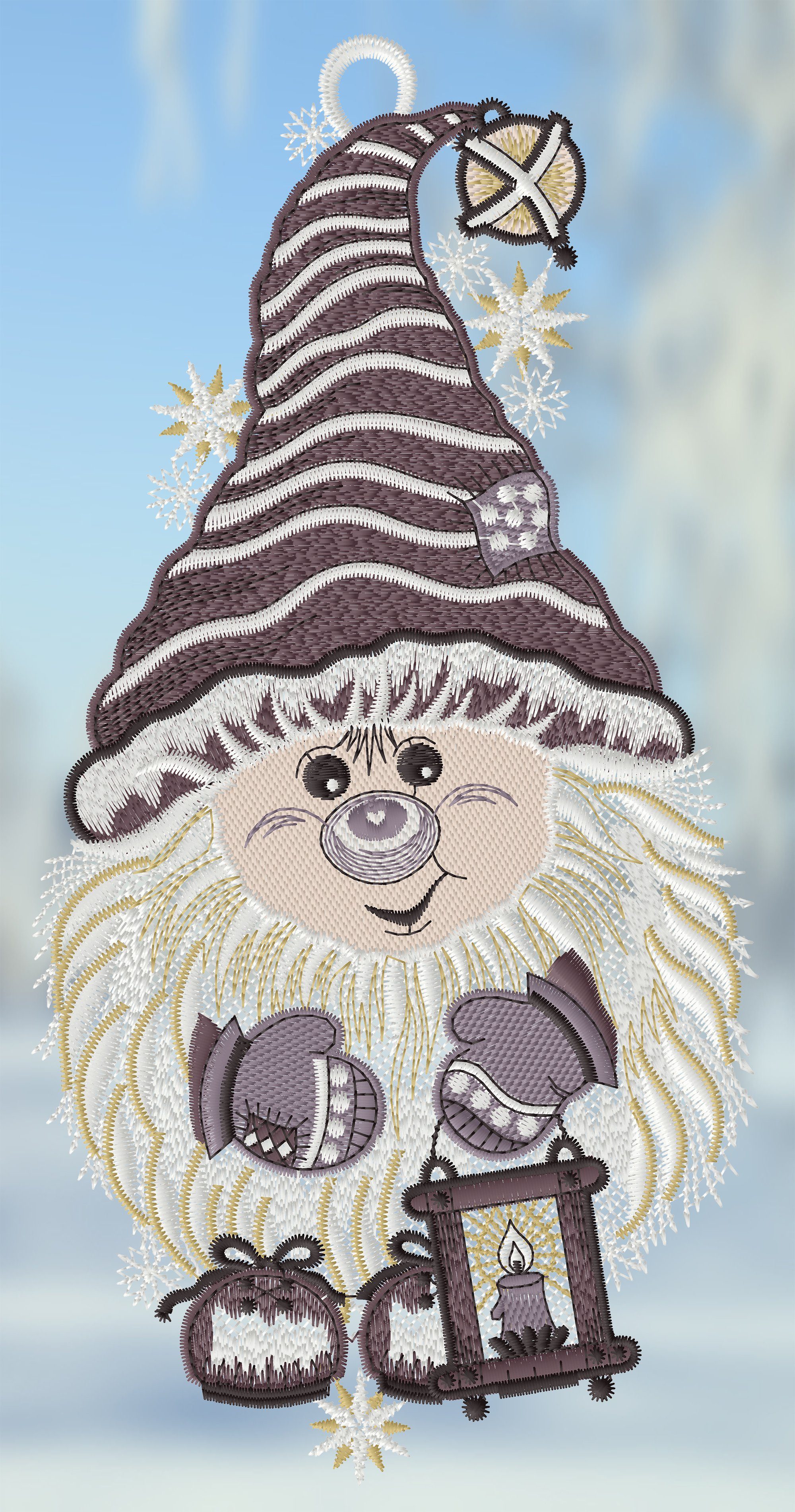 Plauener Spitze® Fensterbild Wichtel mit Laterne, HxB 30x15cm günstig online kaufen