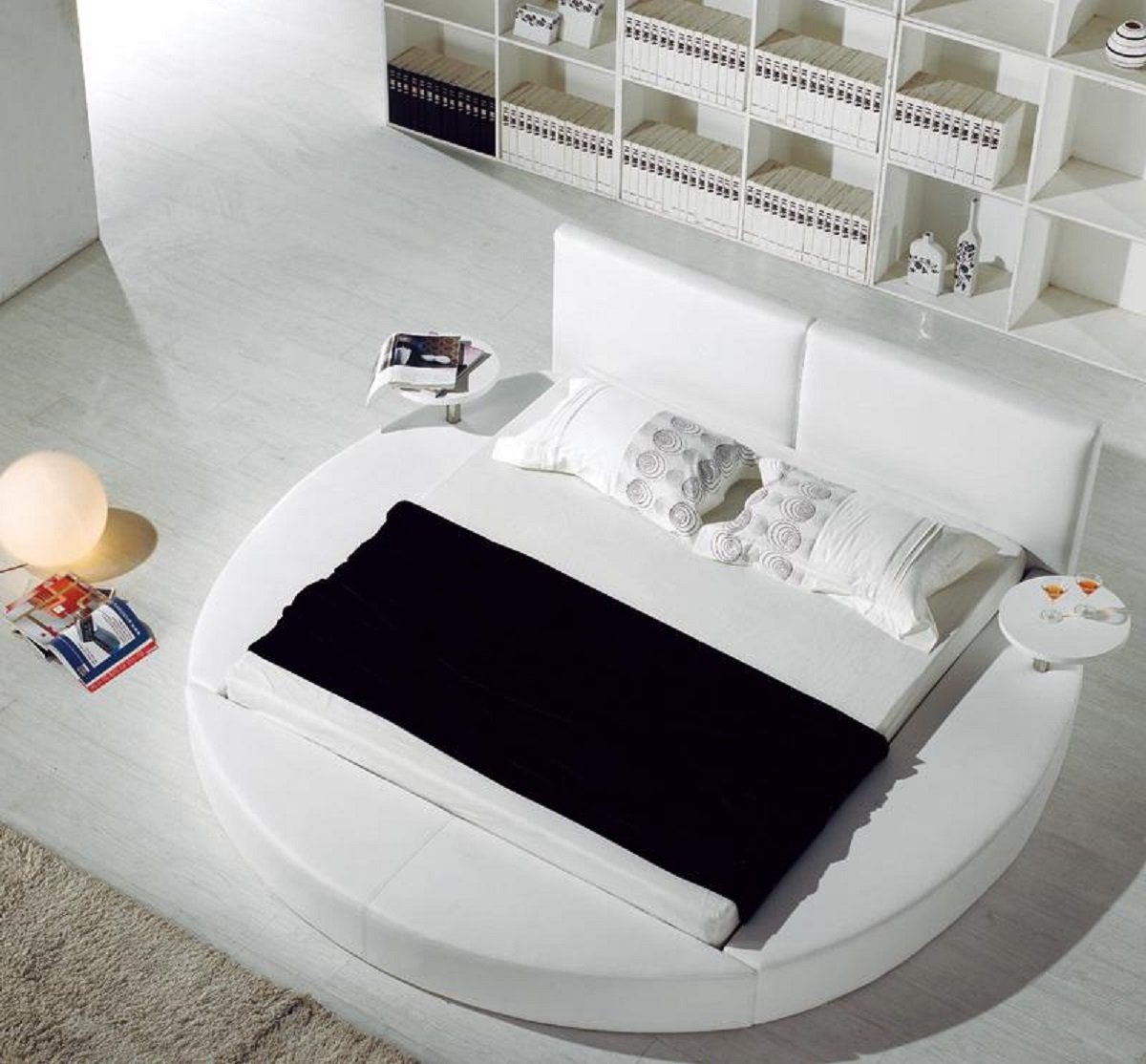 Textil Betten JVmoebel Bett Polster Rundes Rund Design Moderne Stoff Bett Luxus
