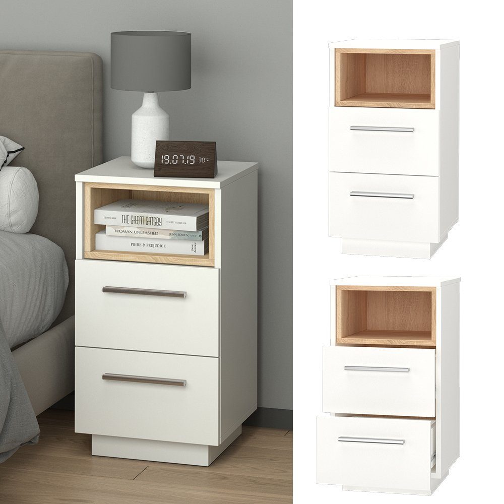 Vicco Nachtschrank Beatrice, Weiß/Sonoma, 36 x günstig online kaufen