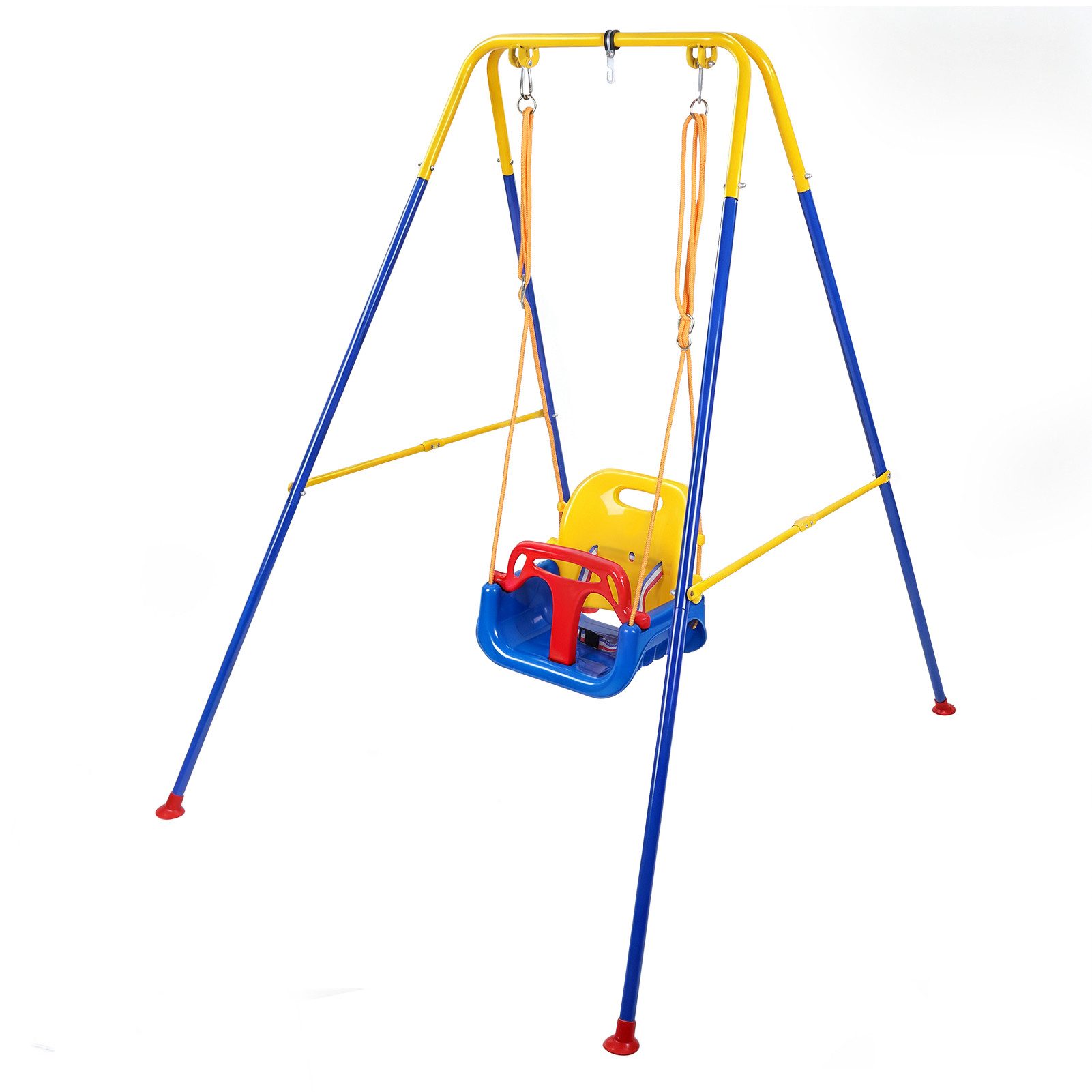 Rutaqian Einzelschaukel 4-in-1-Kleinkindschaukel, Kinderschaukel mit klappbarem Metallgestell, Babyschaukel- und Hüpfset für Kinder von 6 Monaten bis 10 Jahren