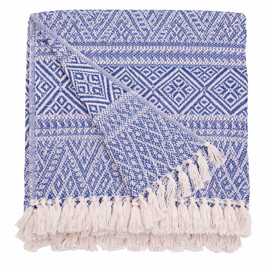 Wohndecke Royal/ Natural, AU Maison, Stilvolle Baumwolldecke mit Fransen 130x180 cm