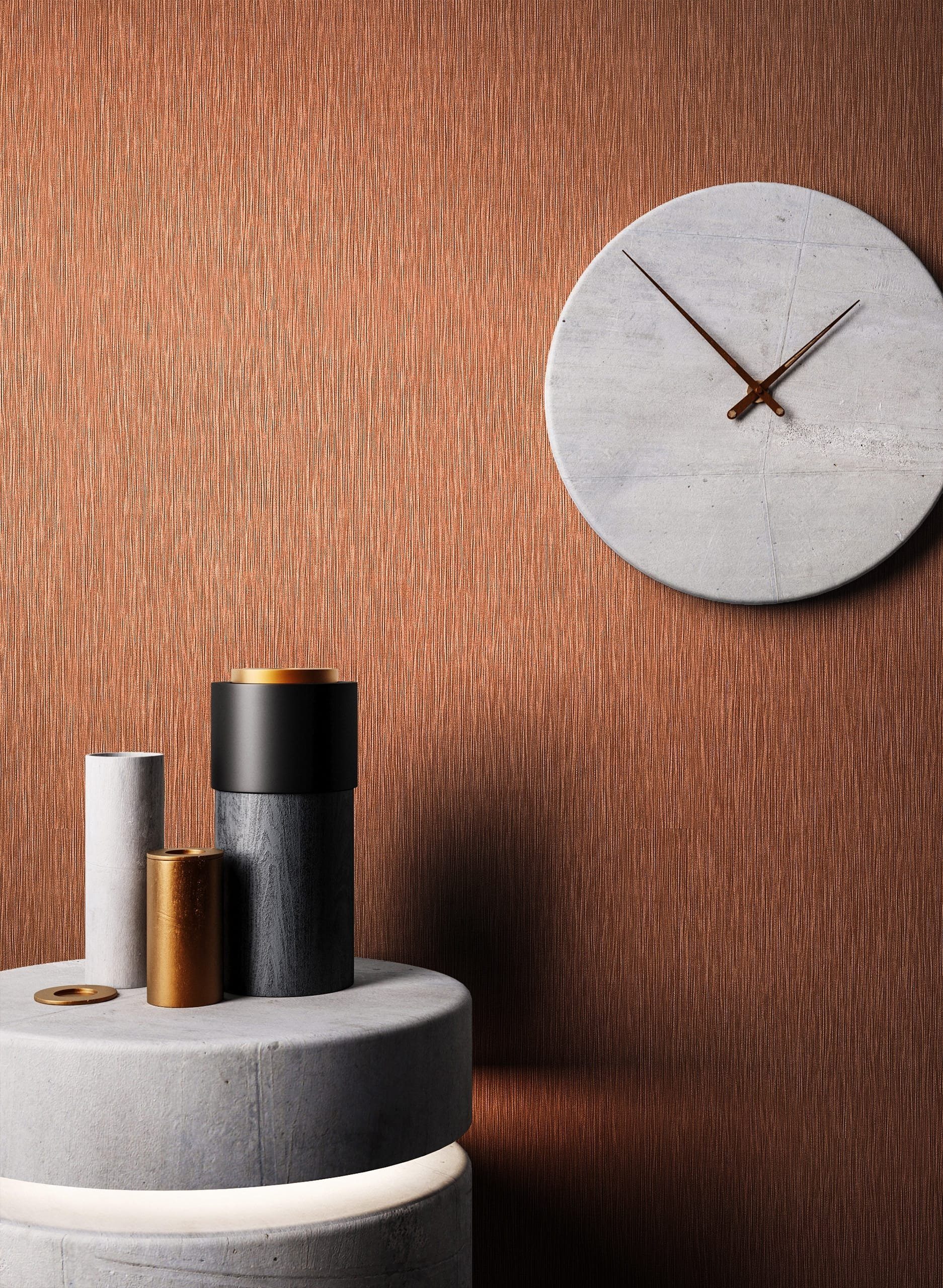 Newroom Vliestapete Tabris Copper Tapete Universal Unifarbe,Struktur,Monochrom, Bronze Tapete Modern Unifarbe - Universal Einfarbig Kupfer Glitzer Uni Glamour S – Bild 4 von 4