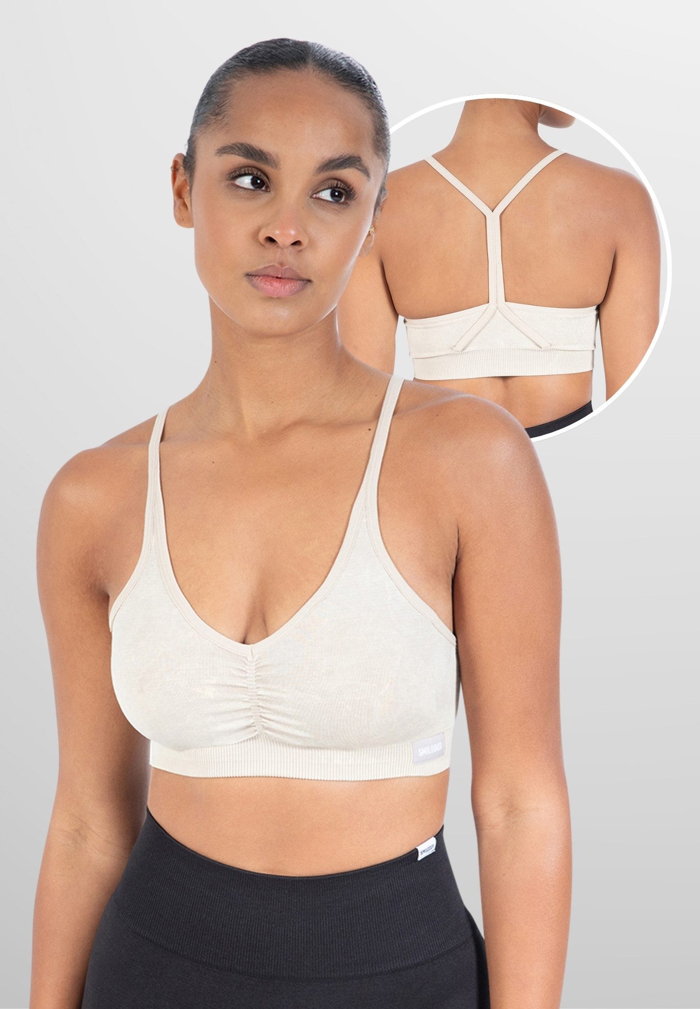 Sport-BH Batik Scrunch Icon, Push Up BH ohne Bügel V-Ausschnitt Fitness