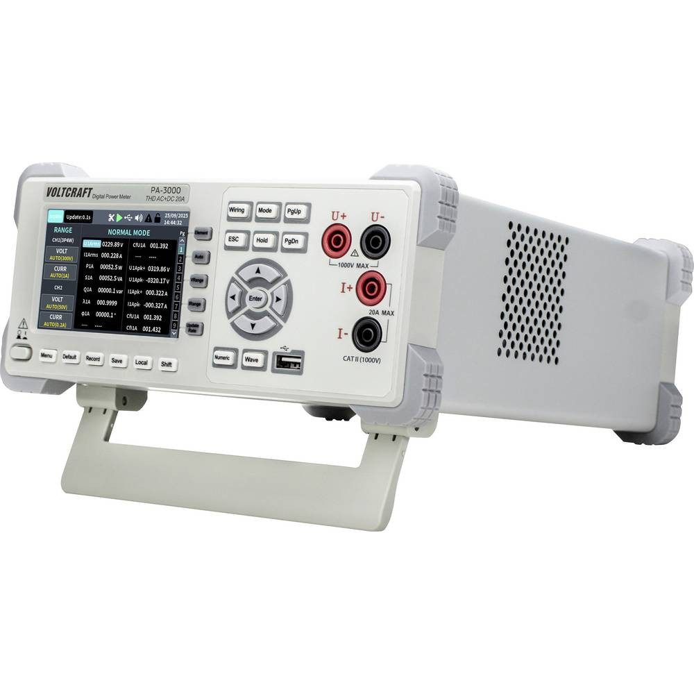 VOLTCRAFT Strommessgerät PA-3000 Netz-Analysegerät 3phasig 24Bit-Eingänge, Grafisches Display