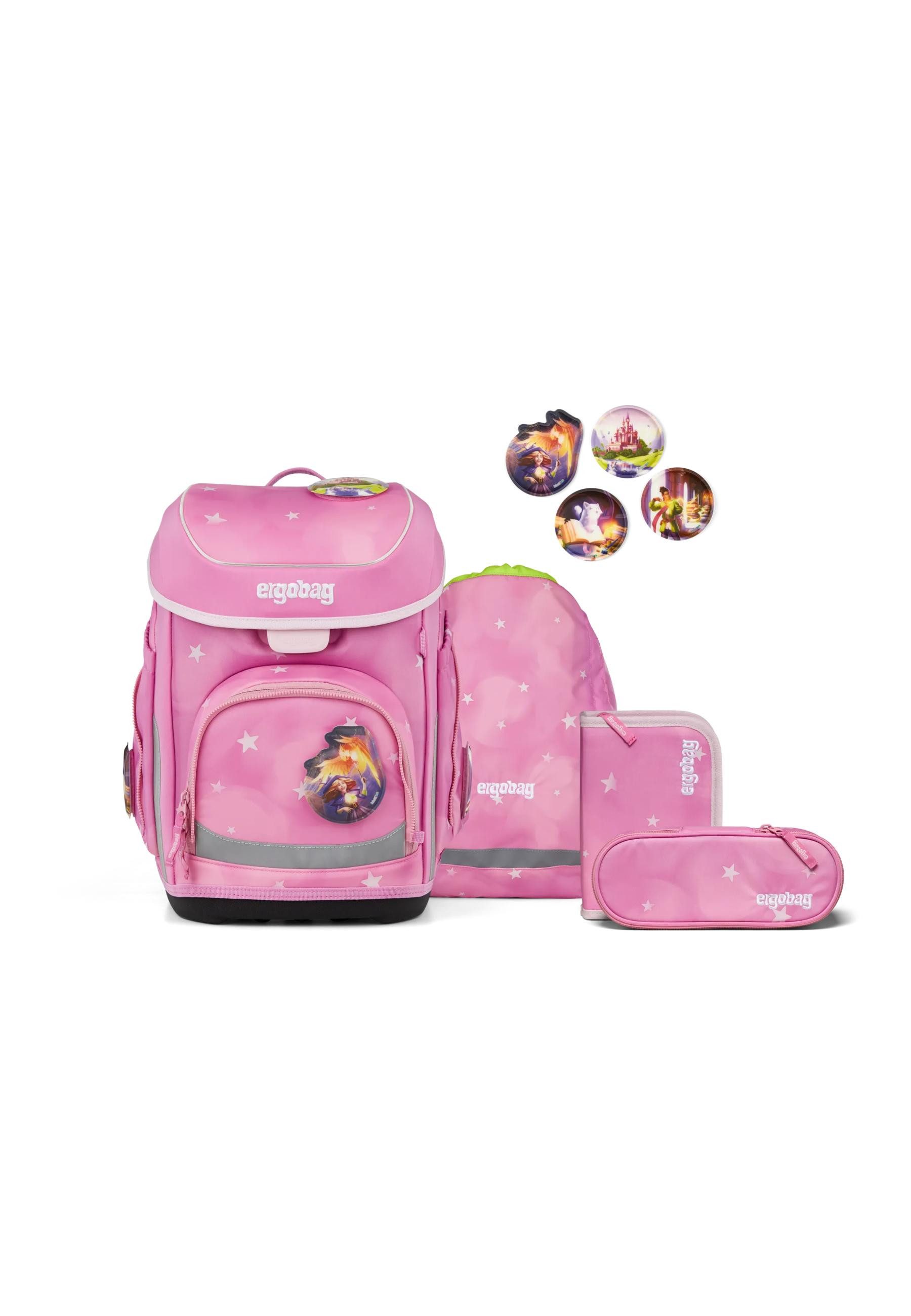ergobag Schulranzen cubo Set (5-tlg., 5-teiliges Set), größenverstellbares Rückensystem