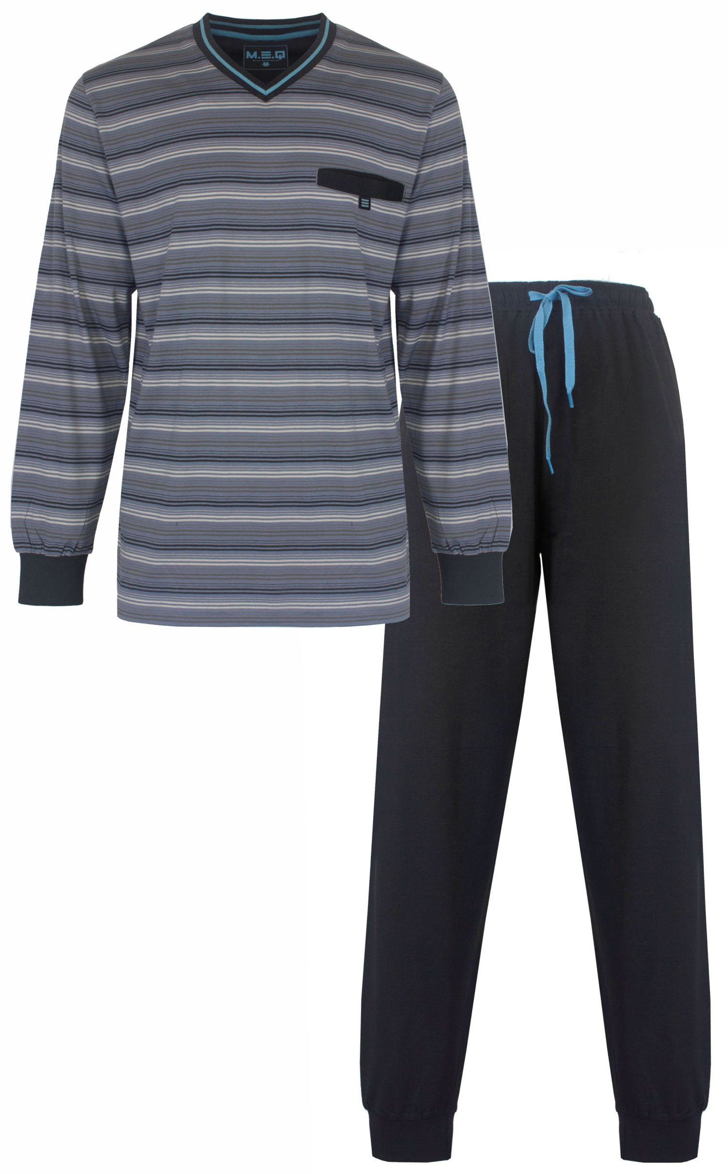 M.E.Q. Schlafanzug Herren Pyjama lang (2 tlg) Baumwolle günstig online kaufen