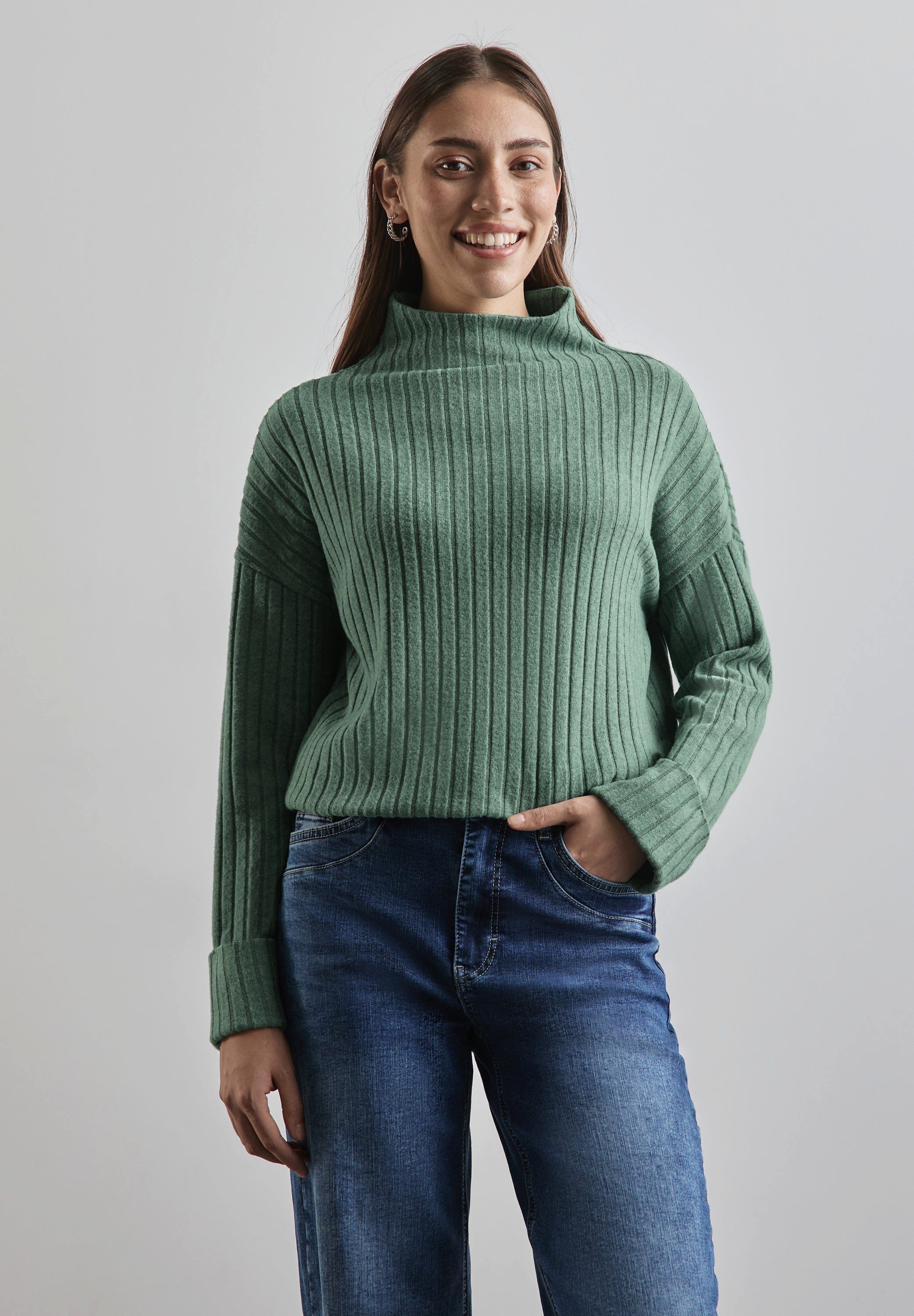 STREET ONE Langarmshirt Shirt mit Rippstruktur günstig online kaufen