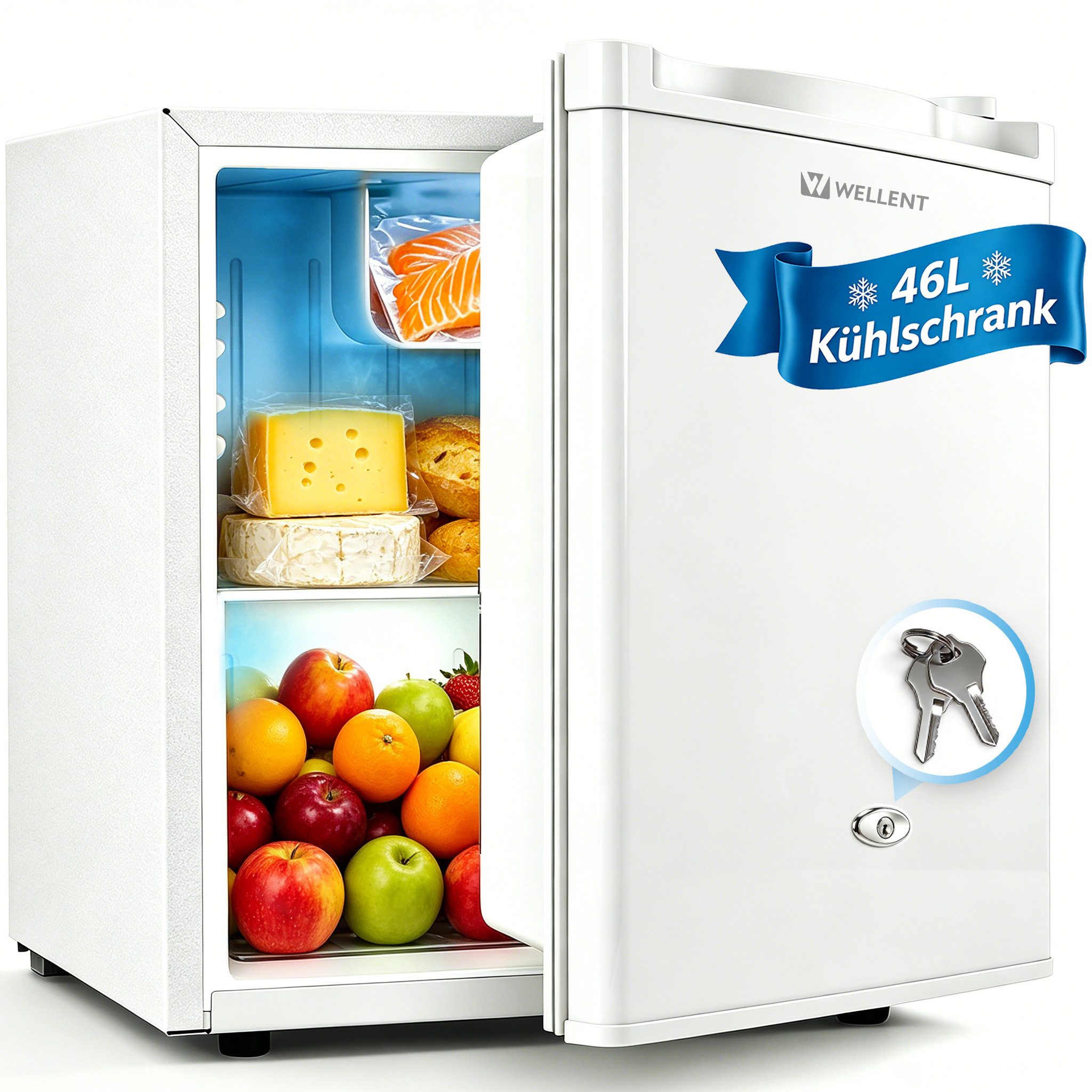 Kühlschrank Mini-Kühlschrank mit Gefrierfach,leise,kompakter Getränkekühlschrank für Büro, Küche, Schlafzimmer & Hotel