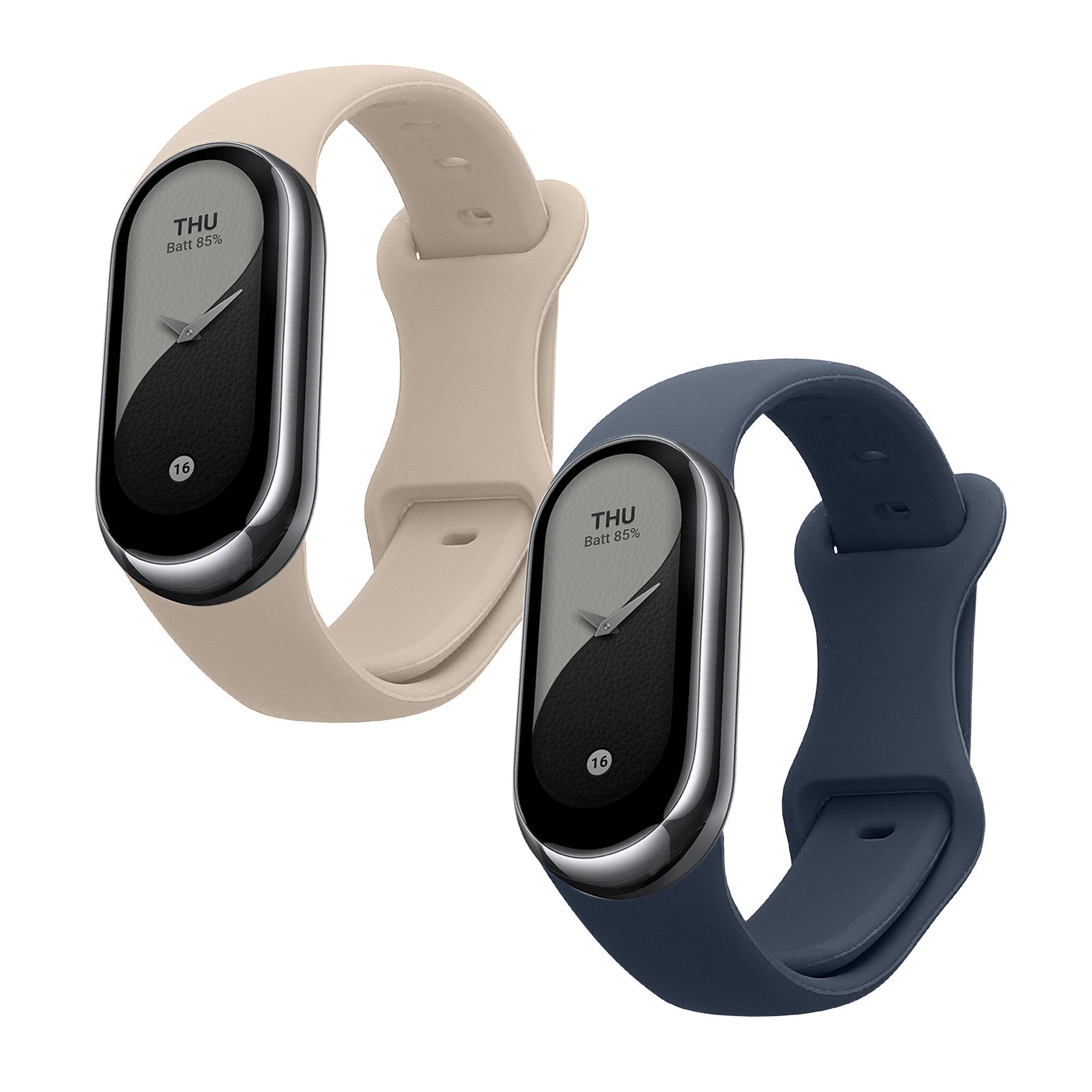 kwmobile Uhrenarmband 2x Uhrenarmband für Xiaomi Mi Band 10 / Mi Band 9 / 8 Armband, Fitnesstracker Band Set aus TPU Silikon - Ersatzarmband Smartwatch