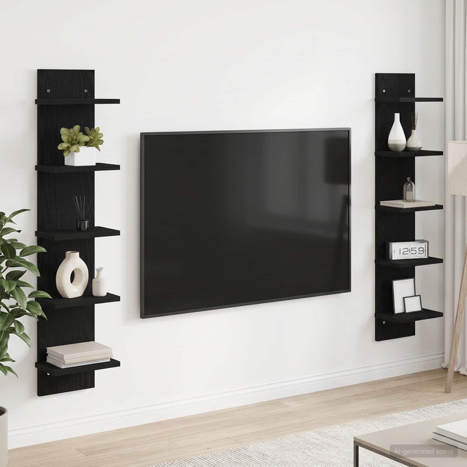 vidaXL Regal Wandregal 2 stk. Schwarze Eiche 22 x 15 x 100 cm Holzwerkstoff, 2-tlg. – Bild 2 von 5