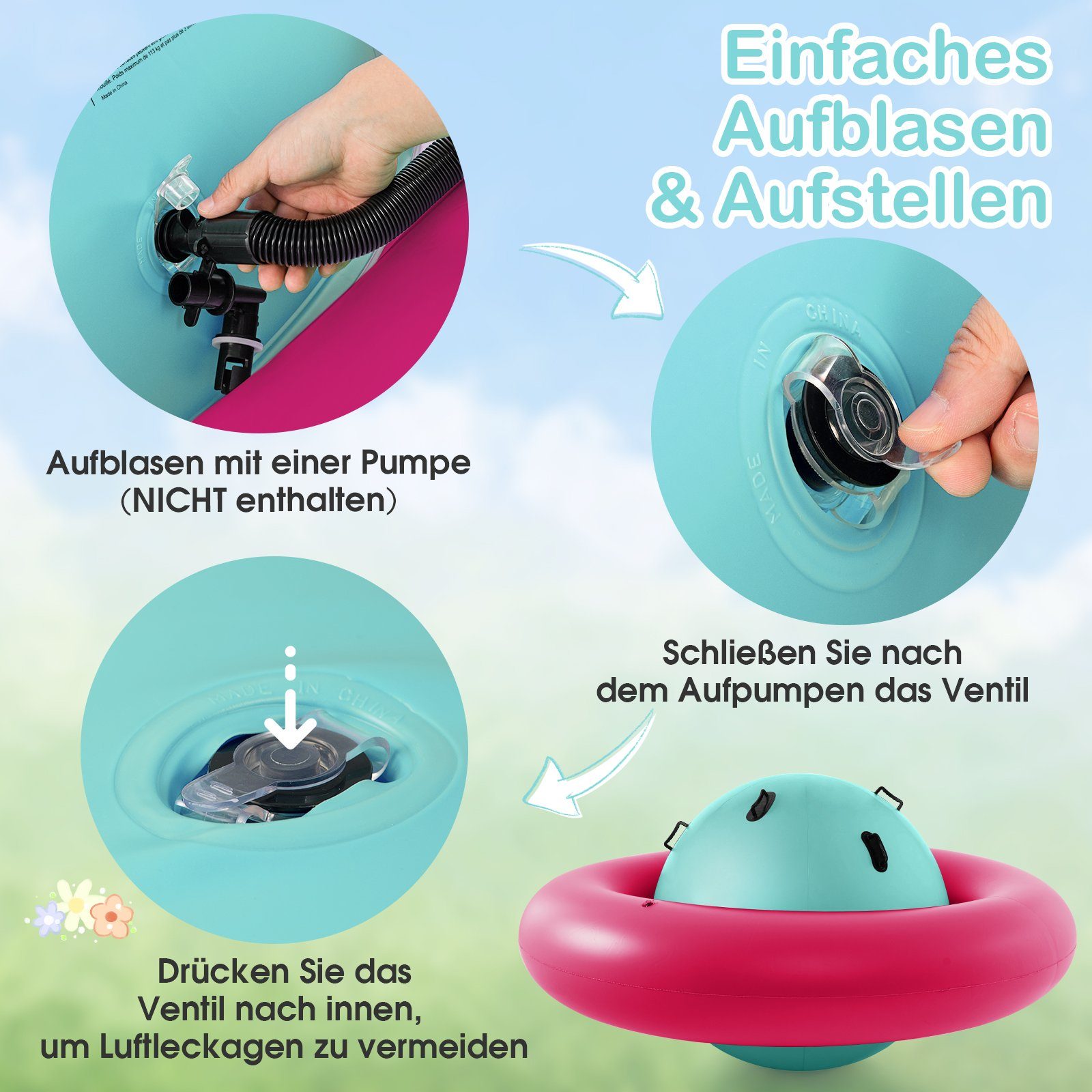 COSTWAY Hüpfball Kuppelwippe Schaukelspielzeug, mit 6 Griffe