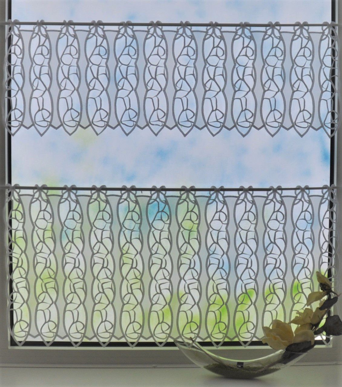 Stickereien Plauen Scheibengardine Rom (1 St), Stangendurchzug, halbtransparent, Voile