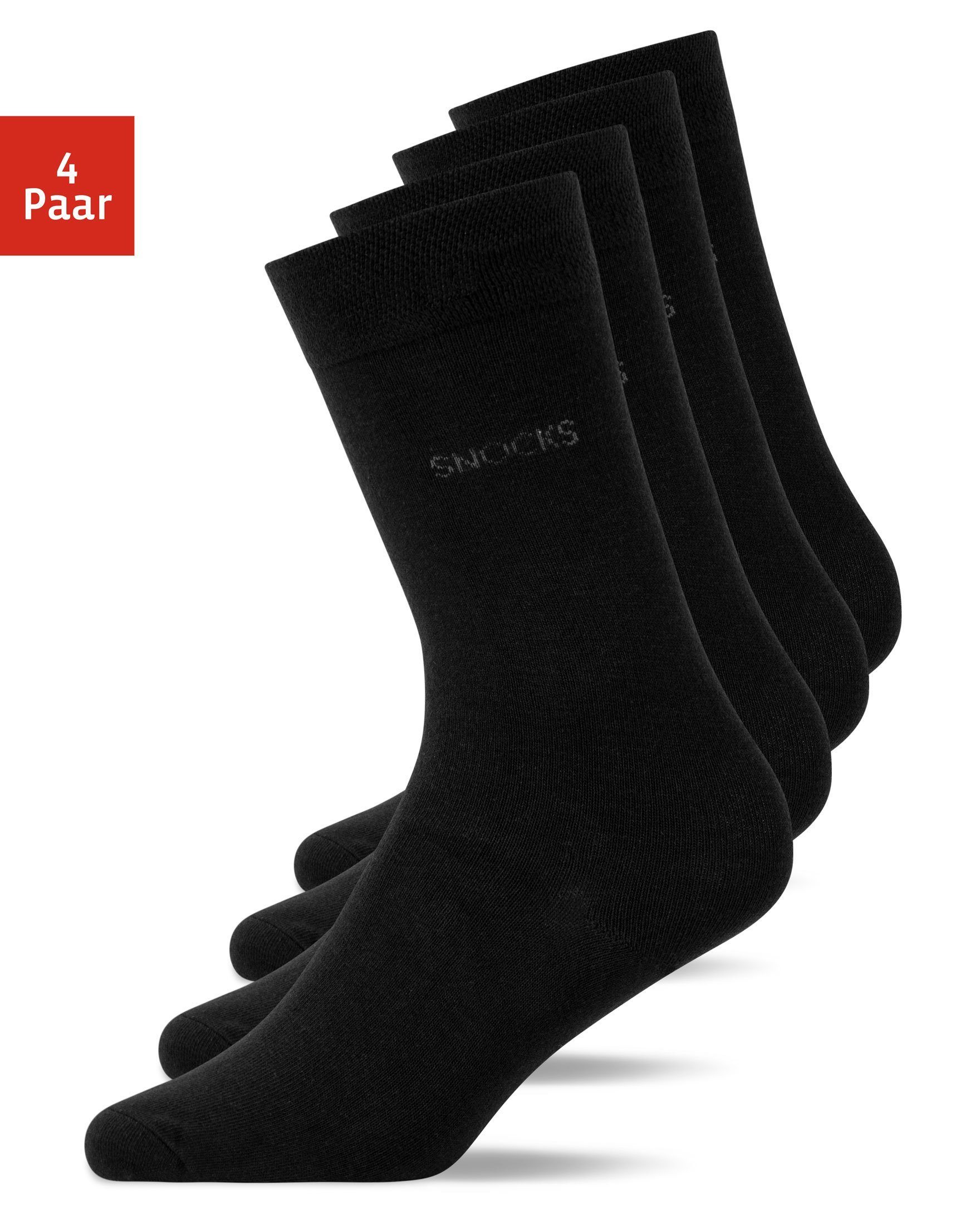 für geeignet Socken Businesssocken Business (4-Paar) Anzug aus jeden Schwarz 01 Bio-Baumwolle, SNOCKS