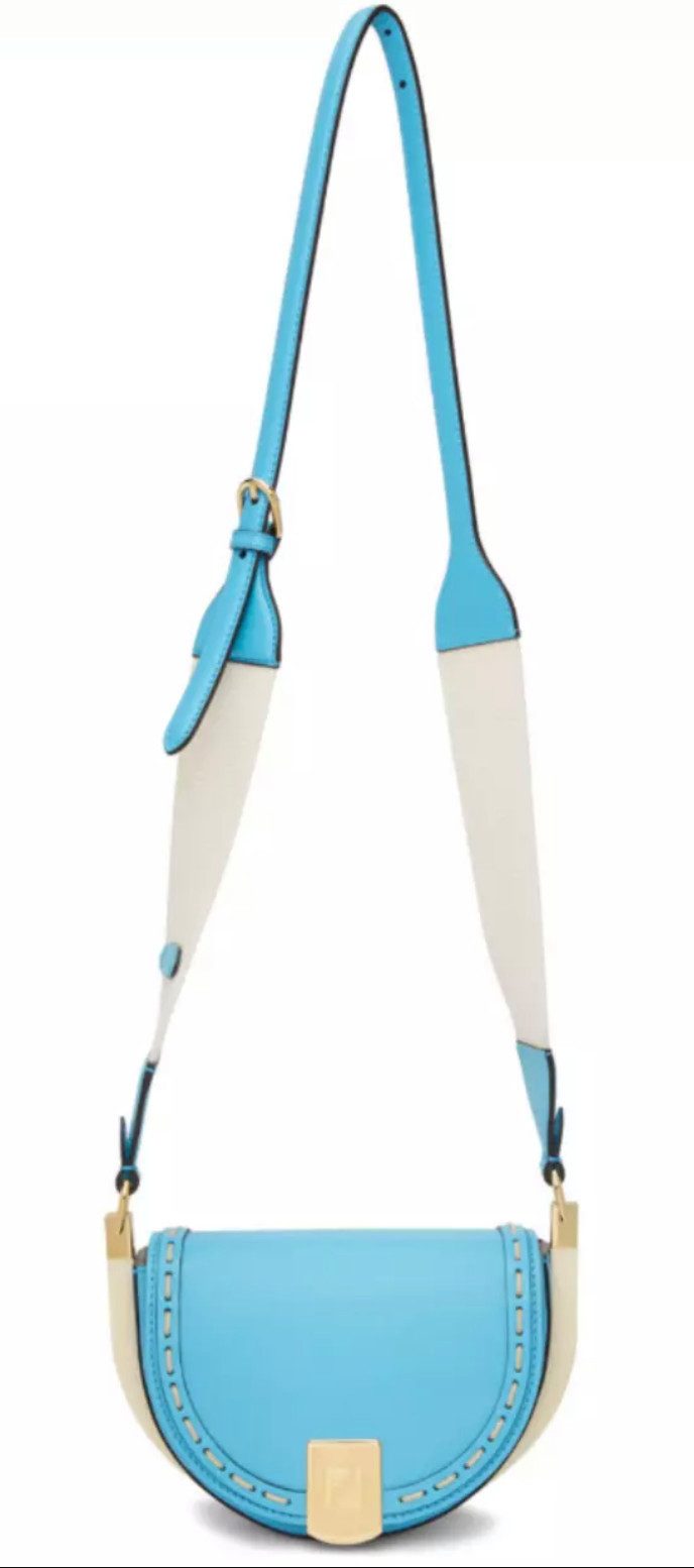 FENDI Umhängetasche Moonlight Curved Crossbody Satchel Tasche, Kalbsleder mit Plexiglas-Details, FF-Logo-Verschluss
