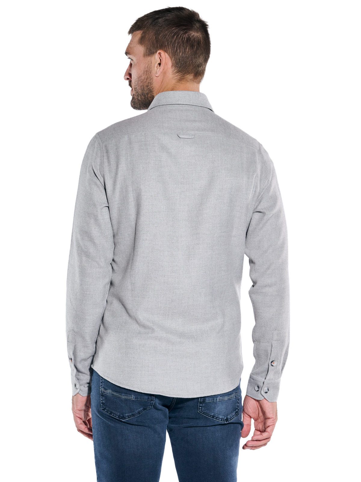 emilio adani Langarmhemd Herren Hemd uni, Silbergrau günstig online kaufen