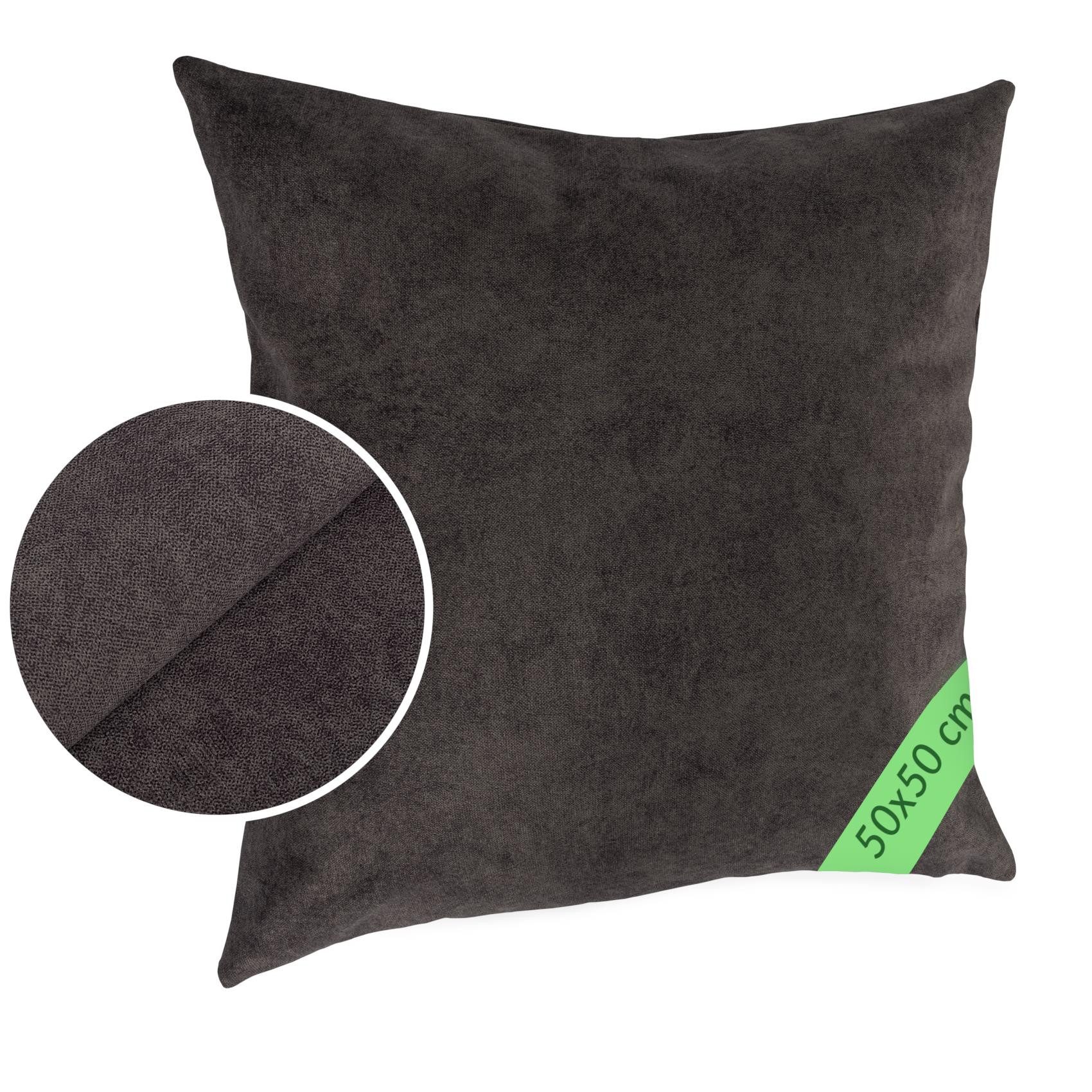 Kisska Dekokissen Velours Kissenbezug uni, melierte Optik, verdeckter Reißverschluss, 50 x 50 cm, Aubergine, Hülle ohne Füllung