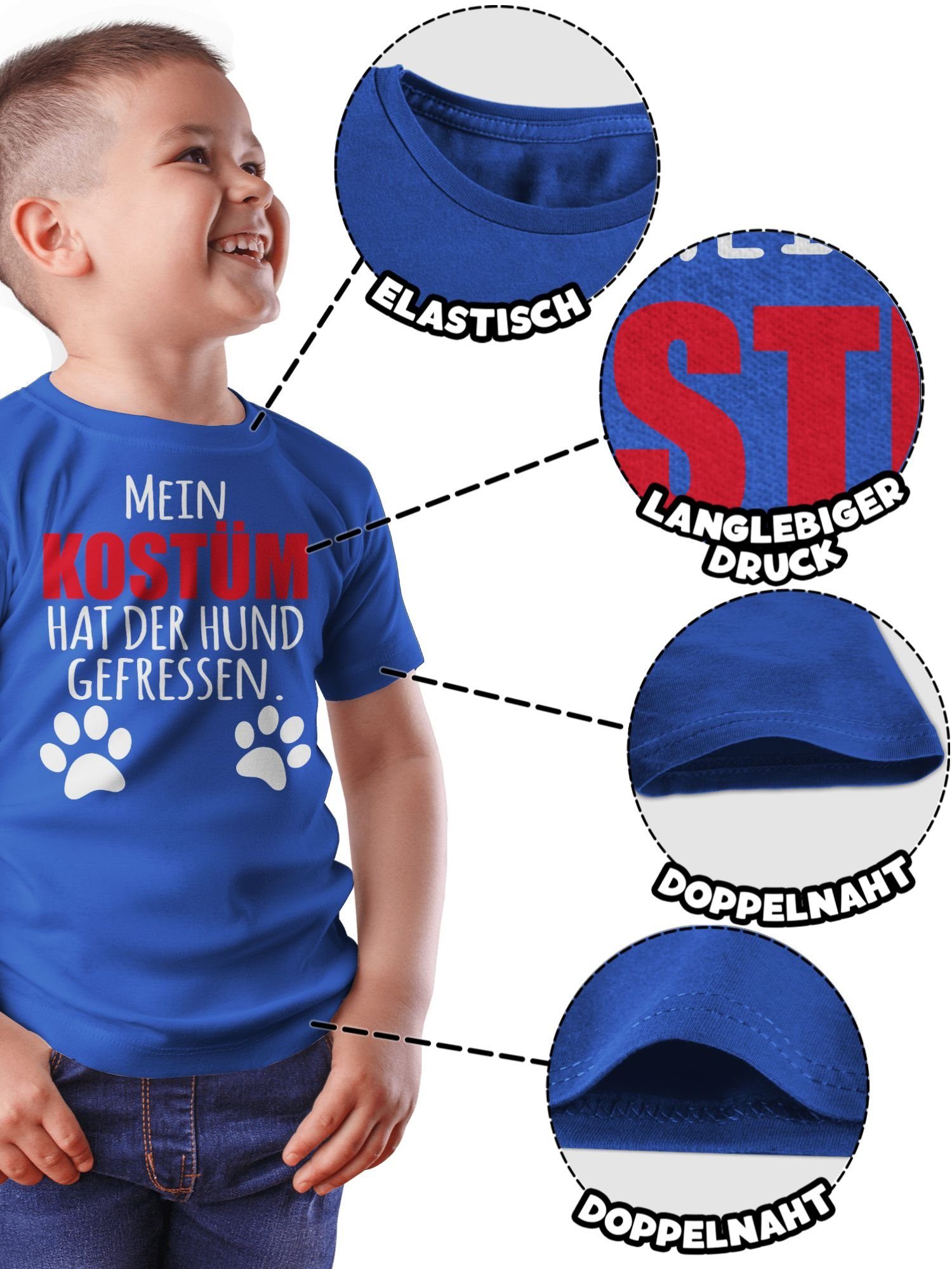 & Mein T-Shirt der Fasching 3 Dog gefressen - Hundekostüm hat Shirtracer Kostüm Hund Faschingskostüme Karneval Royalblau