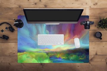 MuchoWow Gaming Mauspad Landschaft - Aquarell - Himmel (1-St), Büro für Tastatur und Maus, Mousepad Gaming, 90x60 cm, XXL, Großes