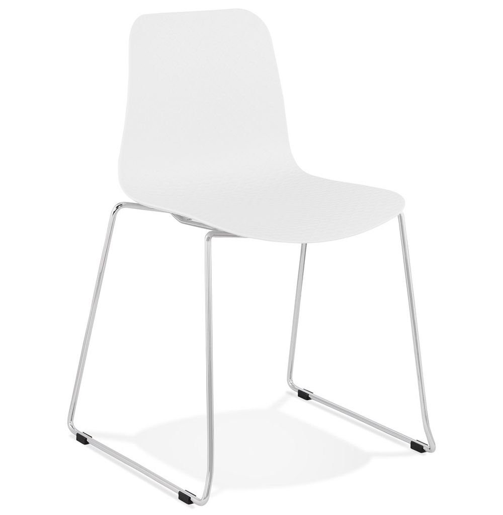 KADIMA DESIGN Esszimmerstuhl NIL Stuhl Plastic Polym Weiss (white,chrome) 55 x Weiß