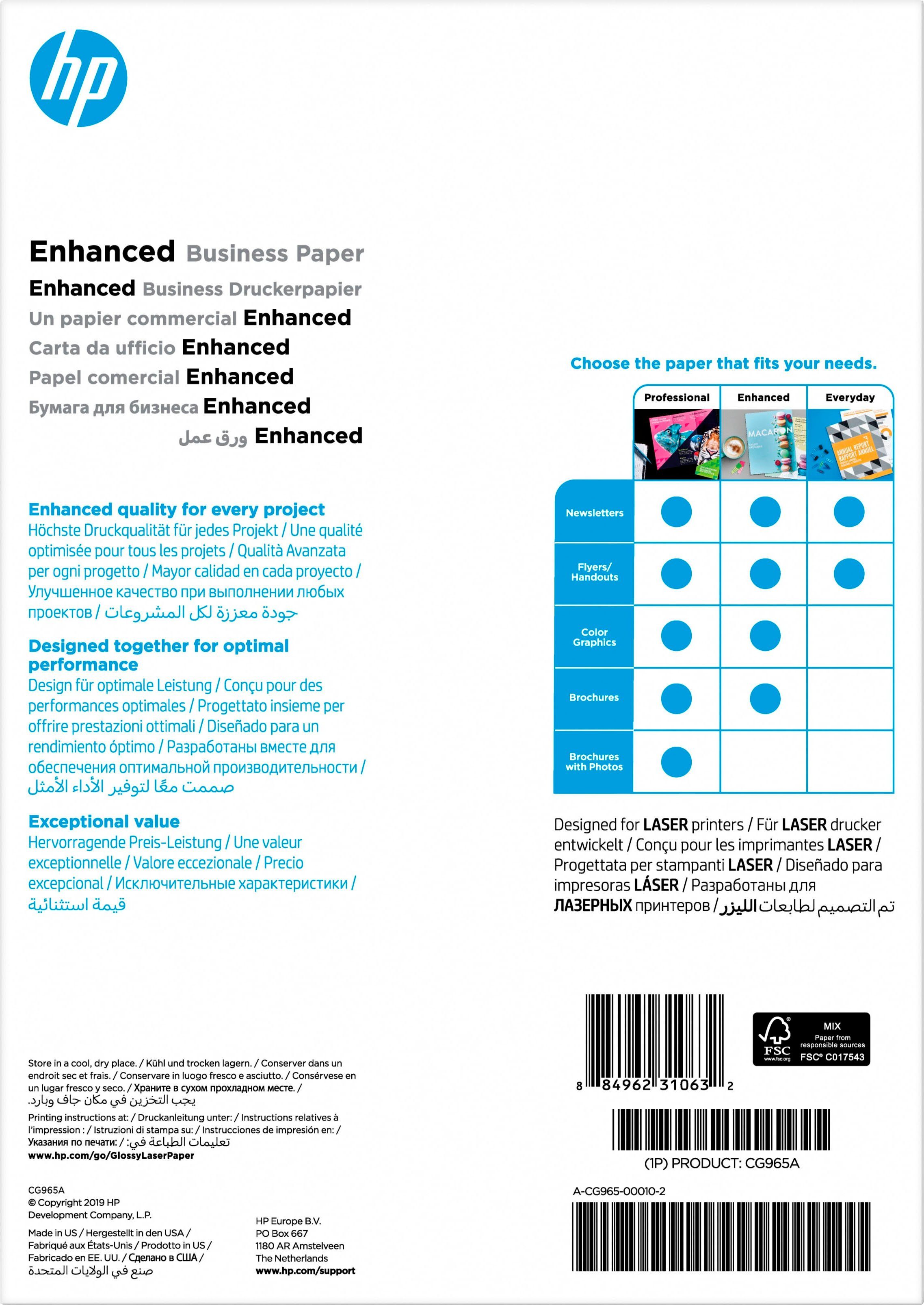 HP Fotopapier Professional Laser-Papier glänzend