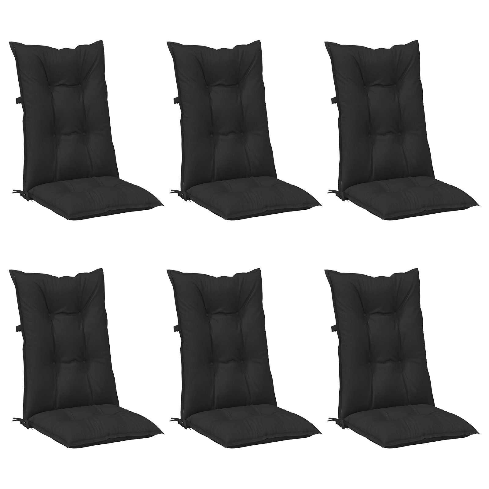 vidaXL Sitzauflage Set Hochlehner-Stuhlkissen 6 stk. Polyester Melange Schwarz, (6 St)