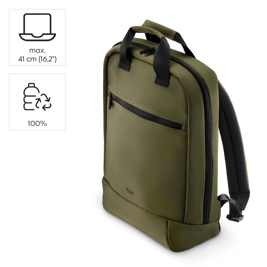 Hama Notebookrucksack Laptop Rucksack bis 16,2“ (leicht, gepolstert, 3 extra Fächer)