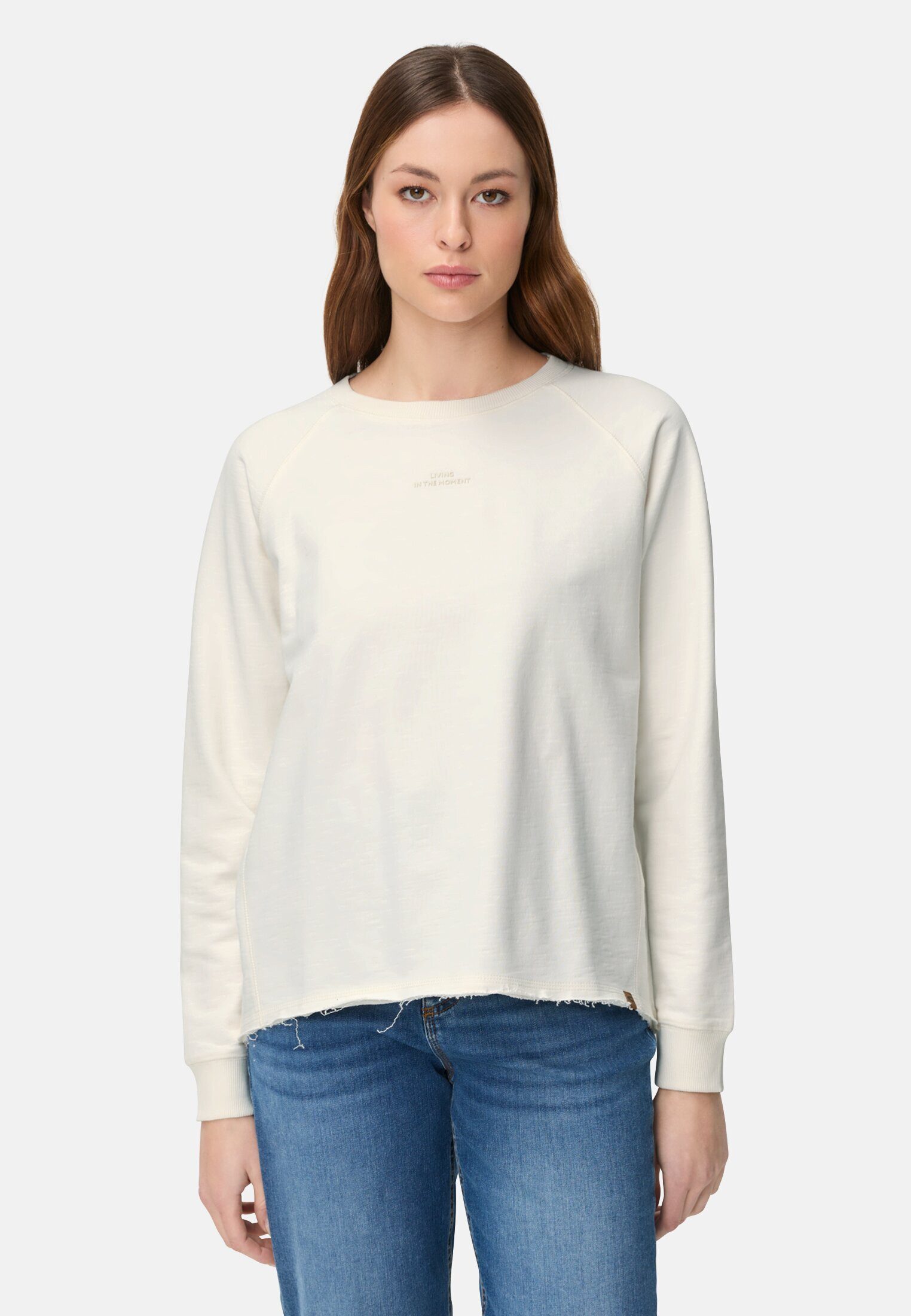 camel active Sweatshirt Rundhals Sweatshirt aus reiner Baumwolle Langarm