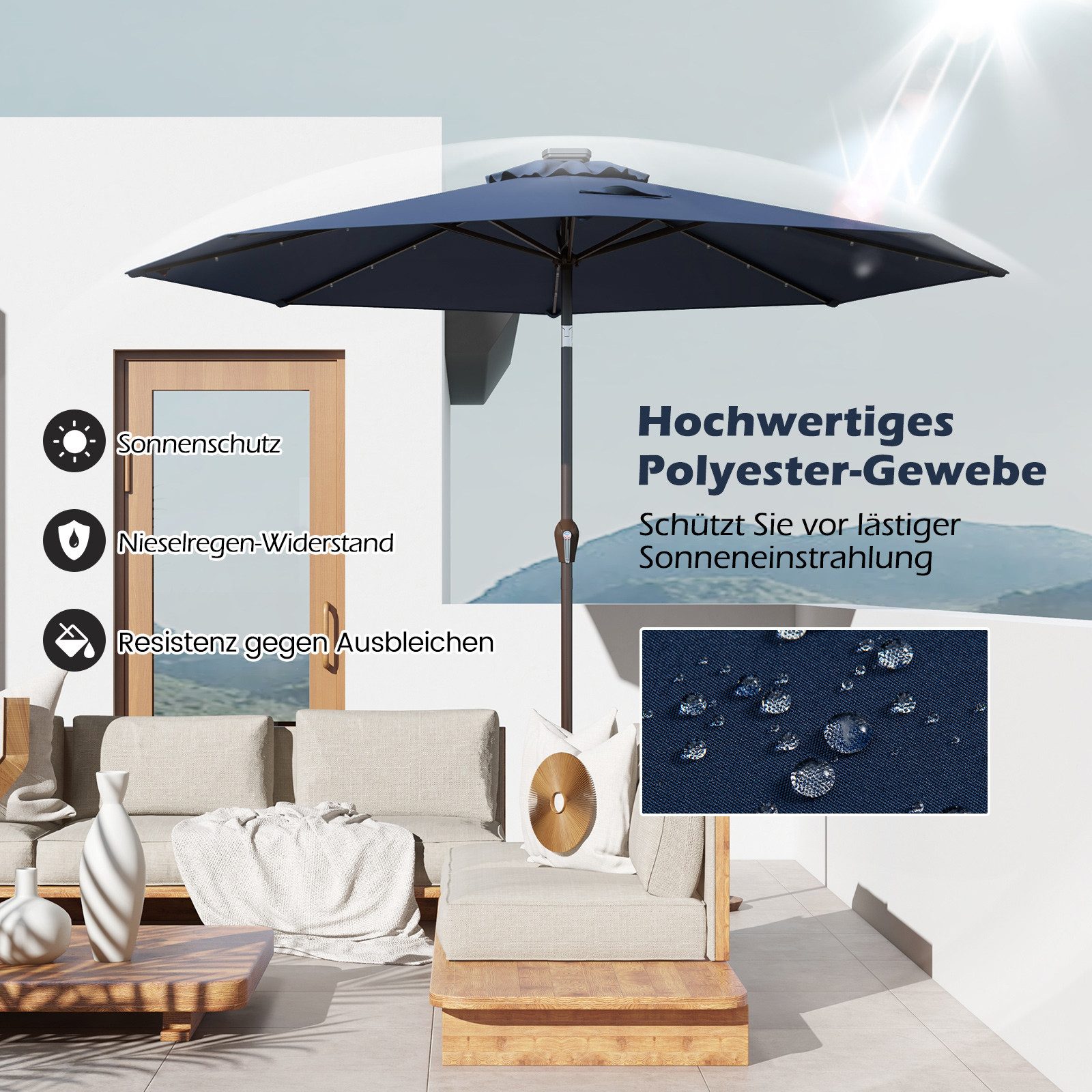 COSTWAY Sonnenschirm φ300 cm Gartenschirm, mit günstig online kaufen
