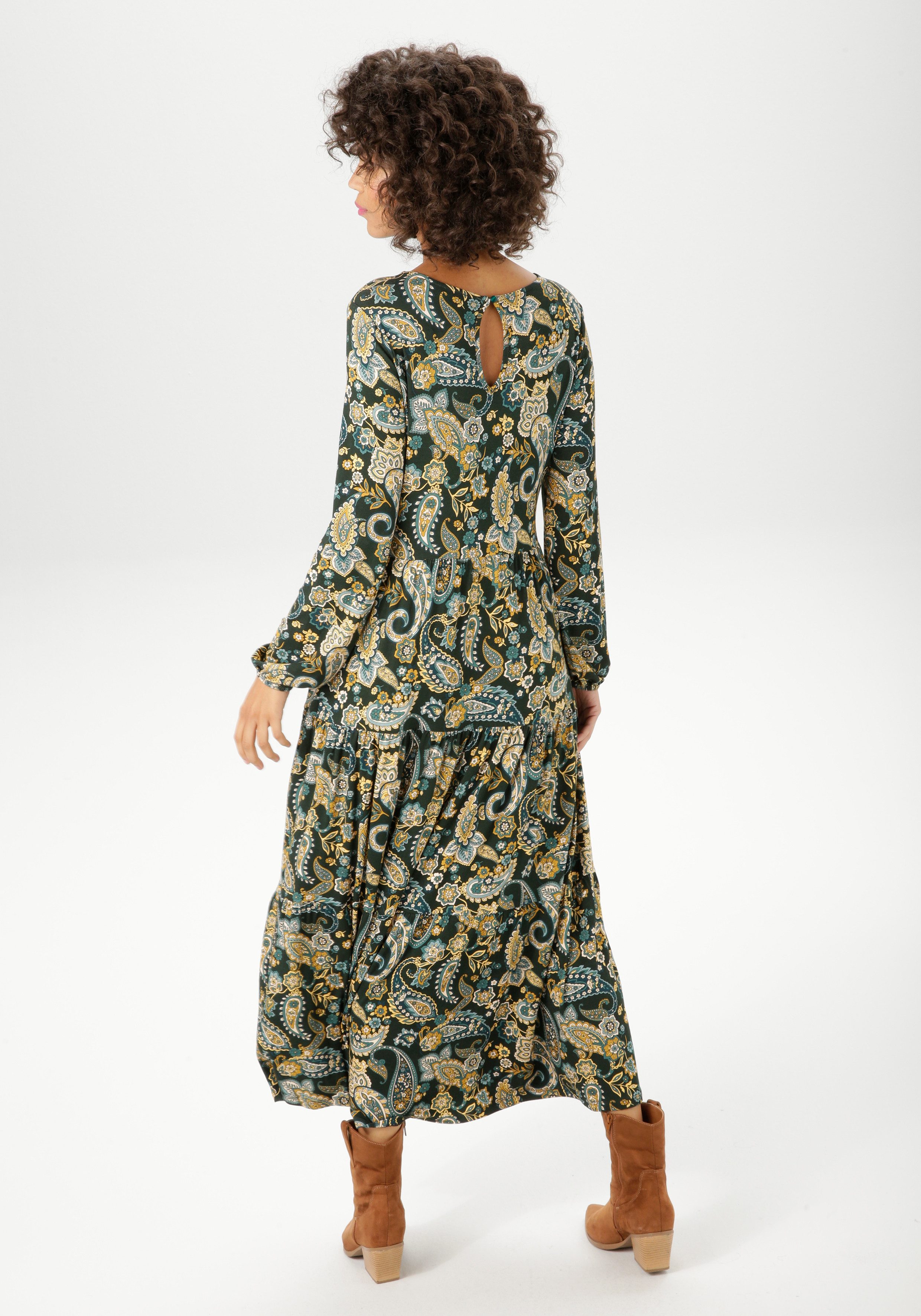 Aniston CASUAL Jerseykleid mit farbharmonischem Paisley-Muster
