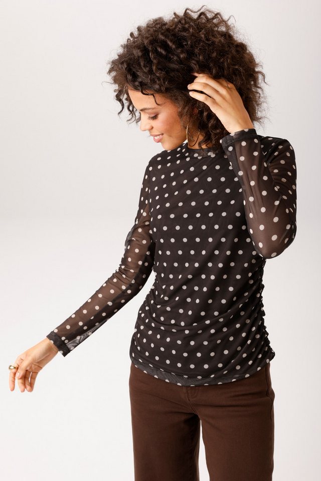 Aniston CASUAL Langarmshirt mit Raffungen an den Seitennähten - NEUE KOLLEKTION