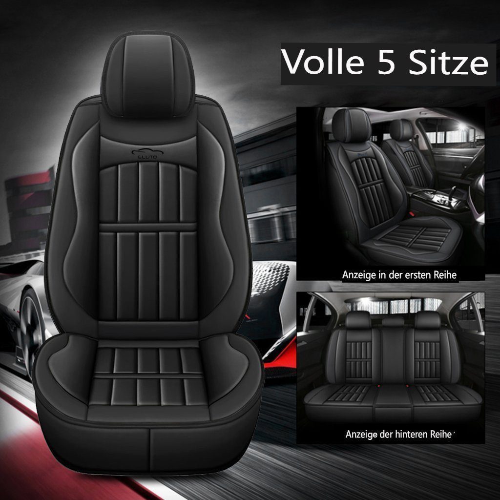 ELUTO Car Seat Covers, 5-Seat Universal Car Seat Covers, Protective Covers Complete Set, Faux Leather