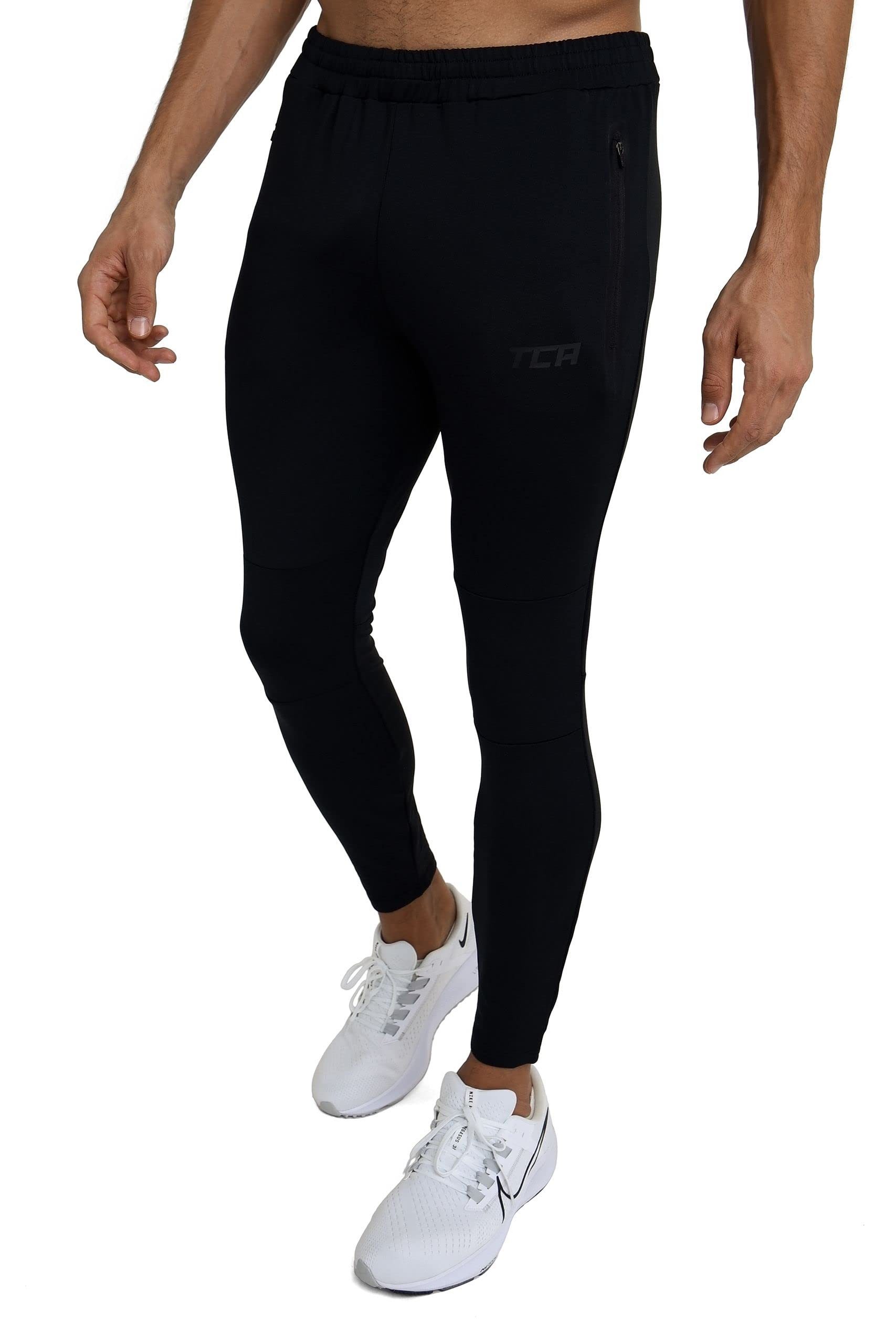 TCA Trainingshose TCA Herren Jogginghose Quickdry mit Reißverschlusstaschen - Schwarz, M (1-tlg)