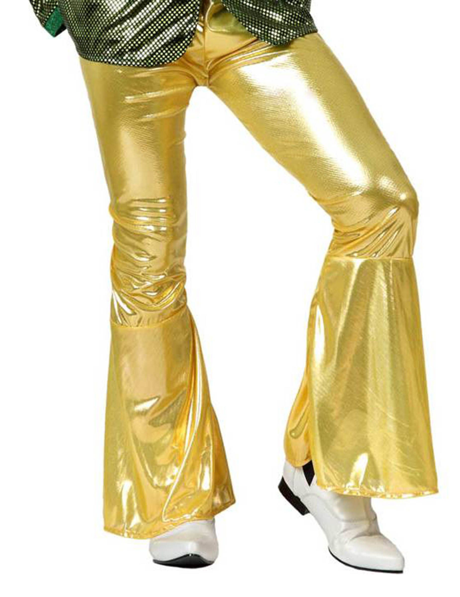 atosa Kostüm 70er Jahre Disco Schlaghose glänzend für Herren gold
