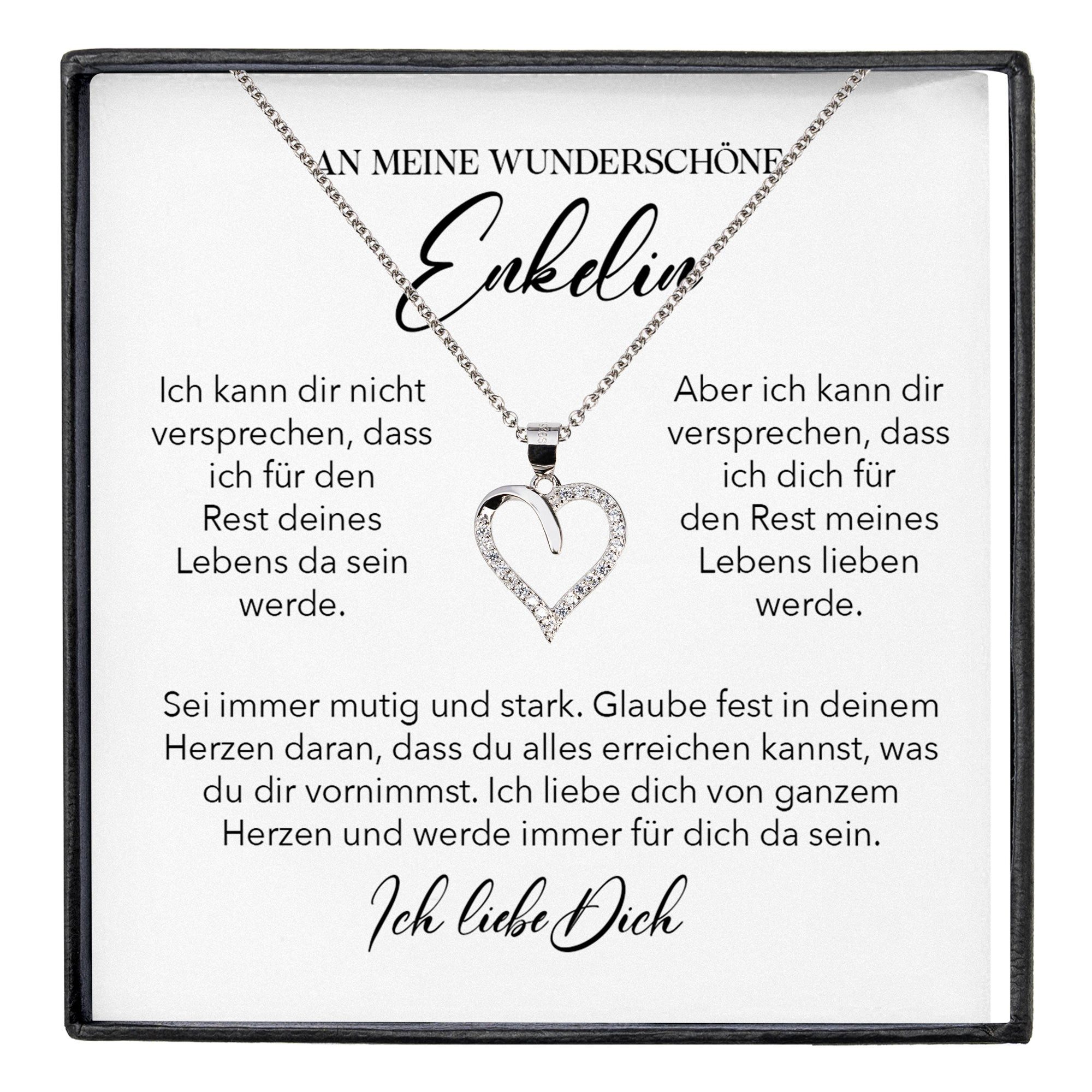 22Feels Schmuckset Unsere Enkelin Geschenk Abitur Mädchen Frauen Halskette Herz Collier (inkl. Geschenktasche, Karte(n), Poliertuch, Beutel), Echt-Silber 925/00 – Bild 2 von 5