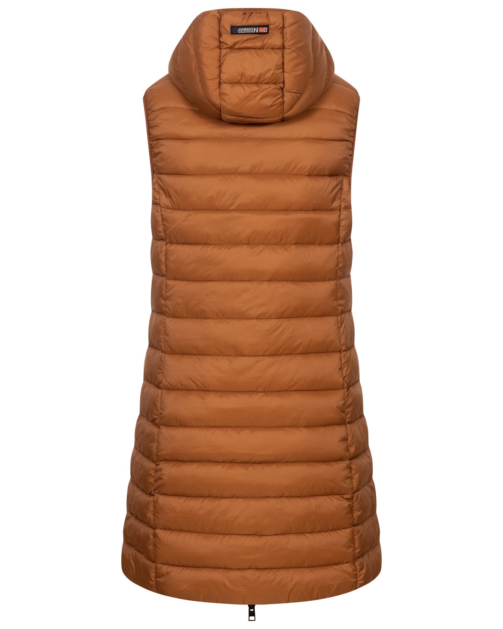 Geographical Norway Steppweste Damen Steppweste Kapuze Übergangs Herbst Windbreaker Lang Weste