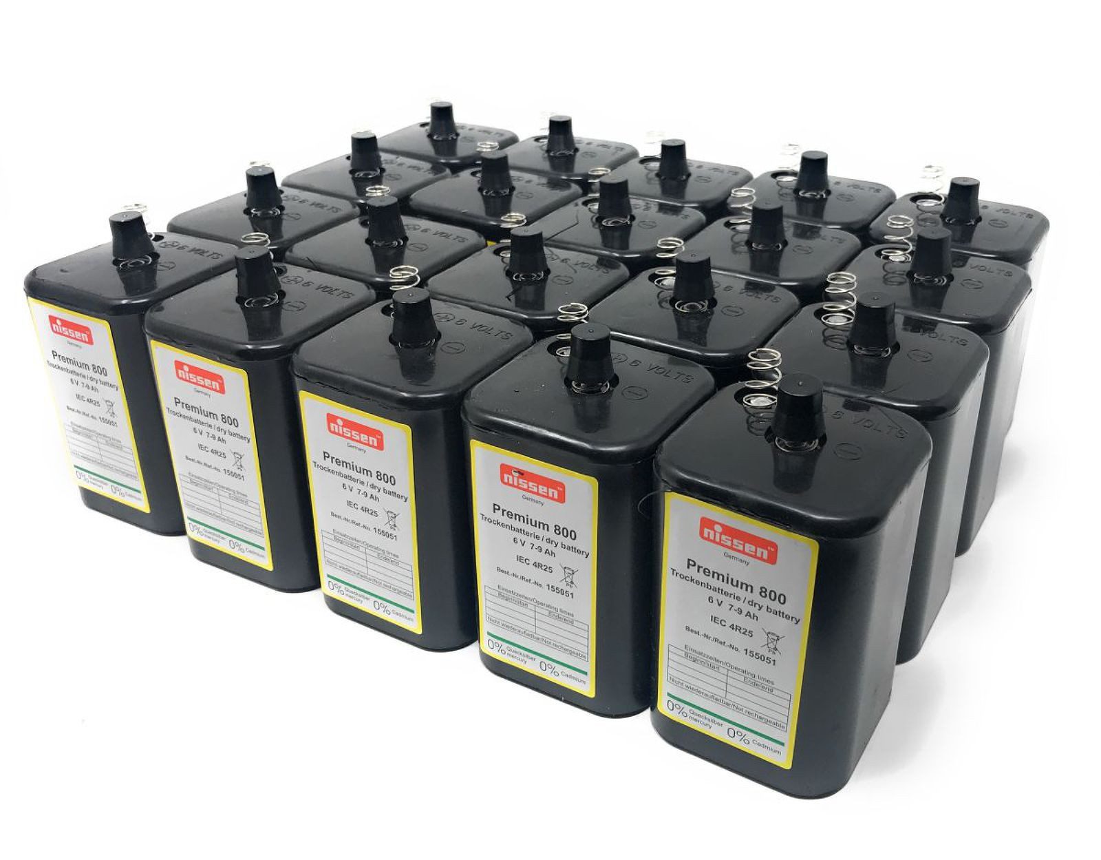 Nissen 4R25 6V-Blockbatterie Ersatz für Nissen Laternenbatterie IEC 20x Batterie, (6 V)