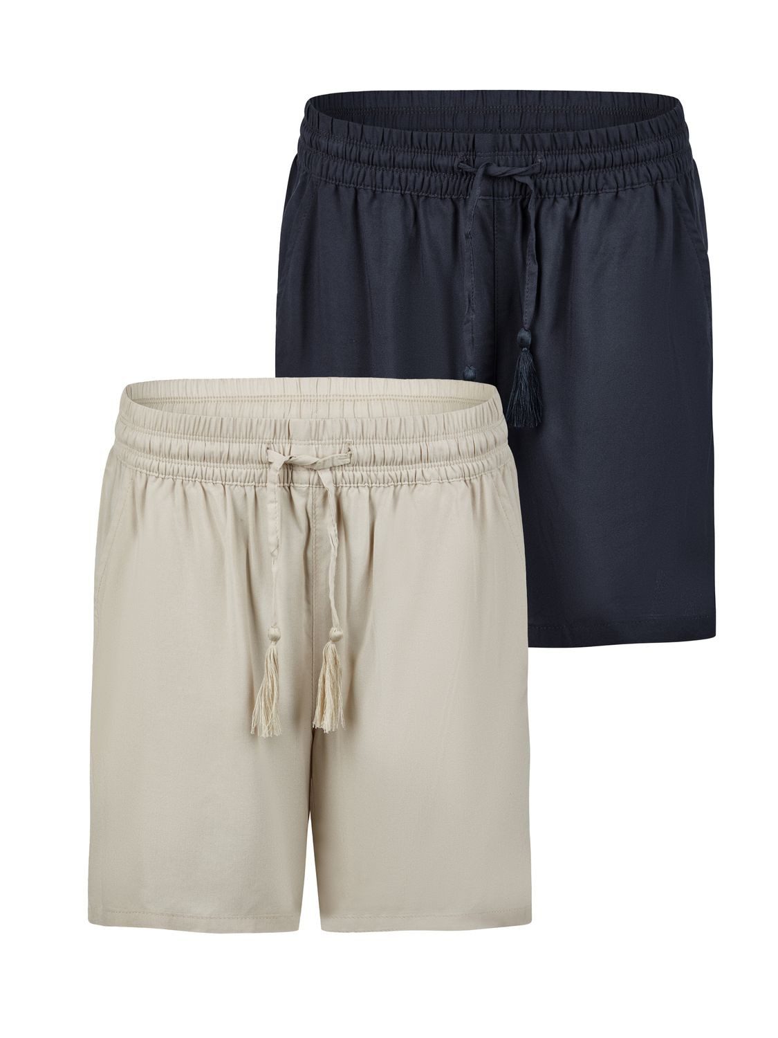 DENIMFY Sweatshorts Damen Shorts DFLia 2er Pack Regular Fit (Vorteilspack) kurze Stoffhose mit Kordelzug aus 100% Viskose