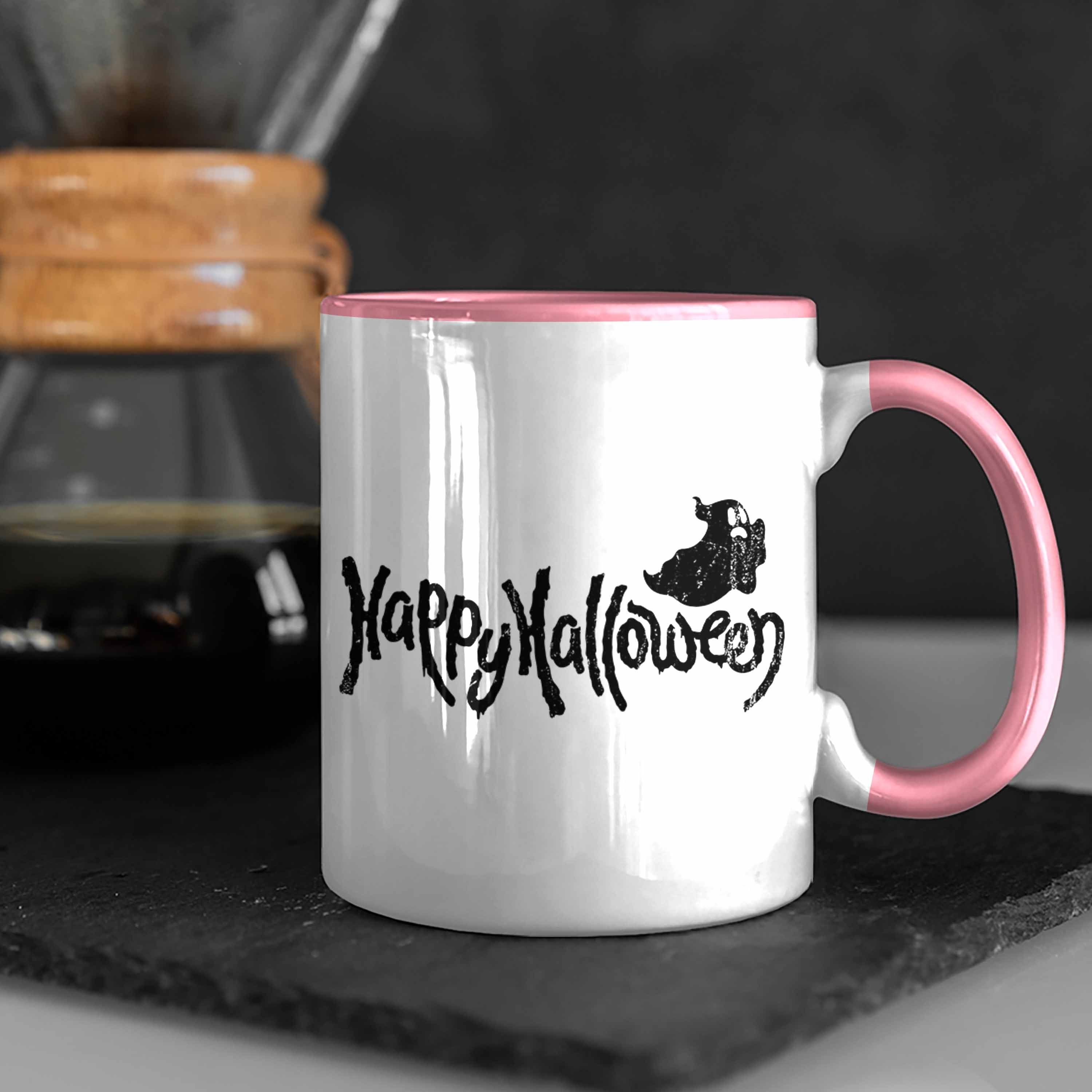 Halloween Tasse Grafi Trendation Dekoration Geister Halloween Becher Happy Rosa Kürbis Tasse