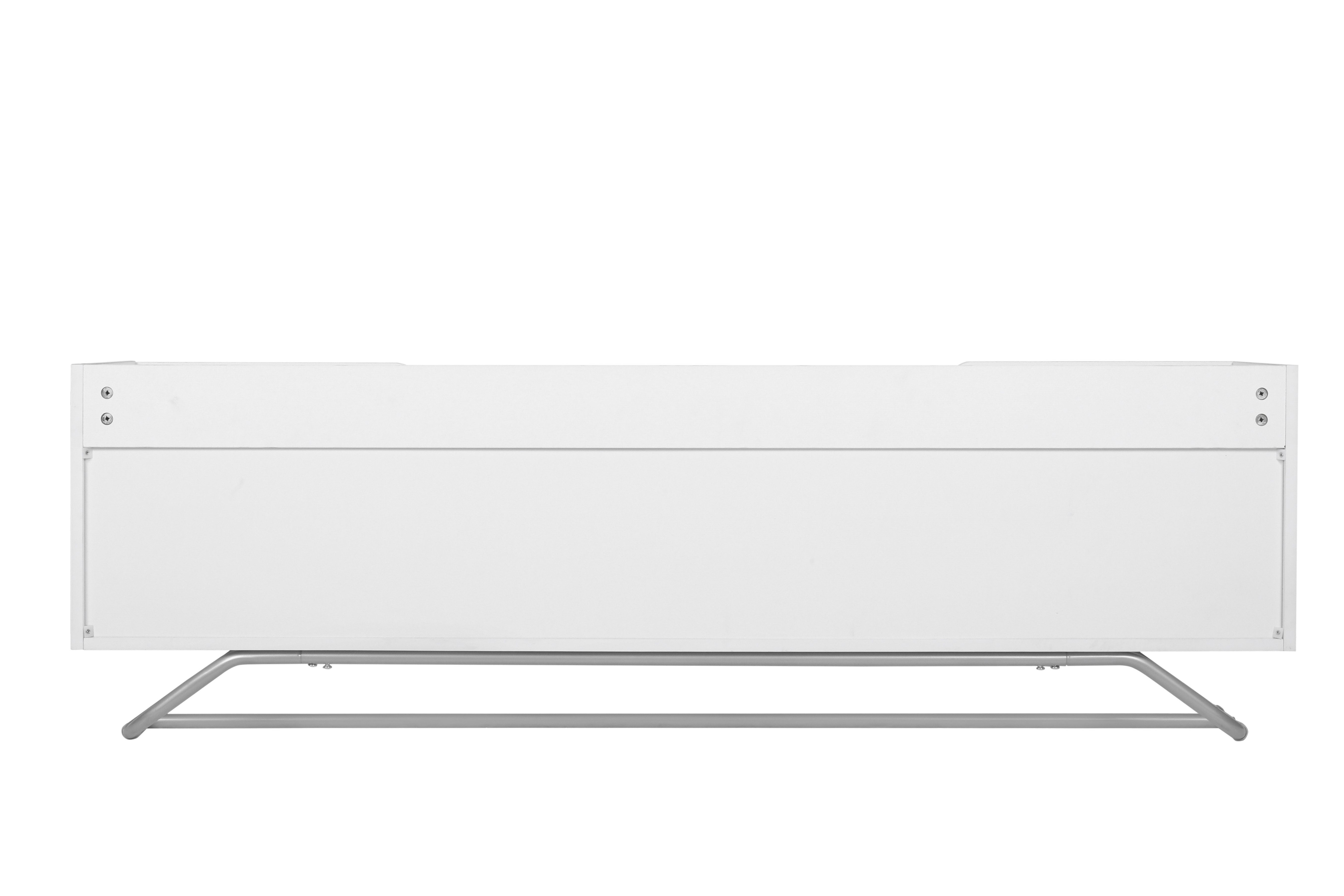 Lowboard (TV Schrank mit 4 Türen und 2 Regal), Hochglanz Tischplatte in Marmoroptik und schöne Glastür, Breite 150 cm