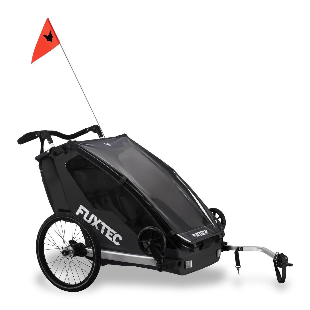 FUXTEC Fahrradkinderanhänger FX-FA1neu, faltbar, für 2 Kinder geeignet, mit 5-Punkt-Sicherheitsgurte