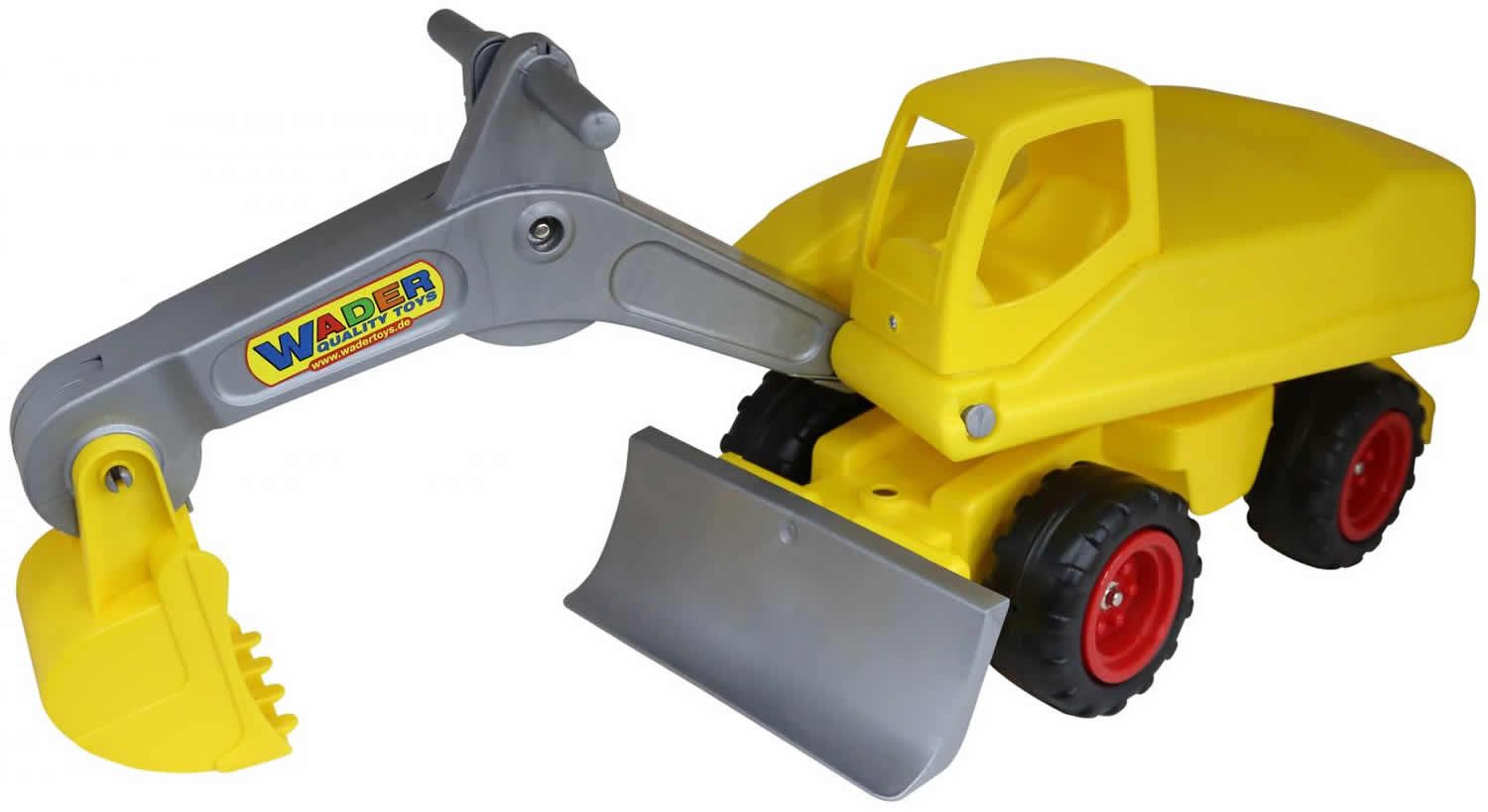 WADER QUALITY TOYS Spielzeug-Aufsitzbagger MEGA-Bagger Sitzbagger bis 80 kg 84 cm