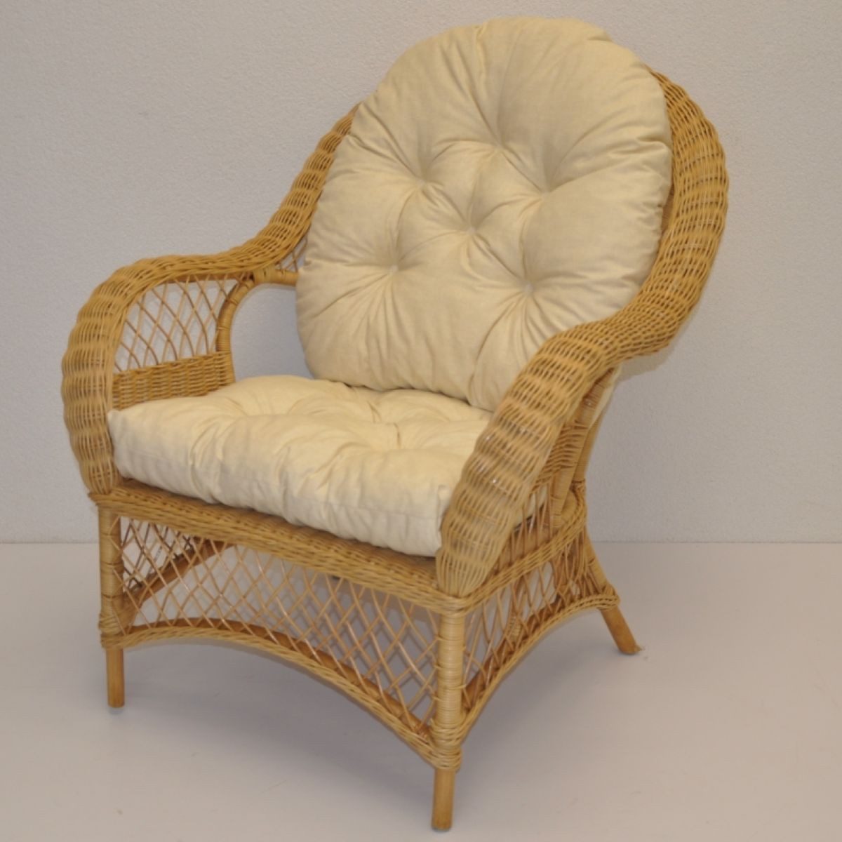 Rattani Rattanstuhl Großer Rattansessel Florida inkl. hochwertigen Polster, Rattansessel inkl. hochwertigen Polster