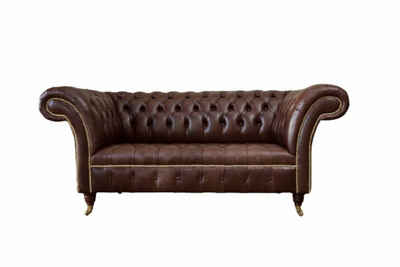 JVmoebel Chesterfield-Sofa Sofa 2 Sitzer Couch Polster Sofa Chesterfield Sofas 100% Leder Sofort, Made in Europe