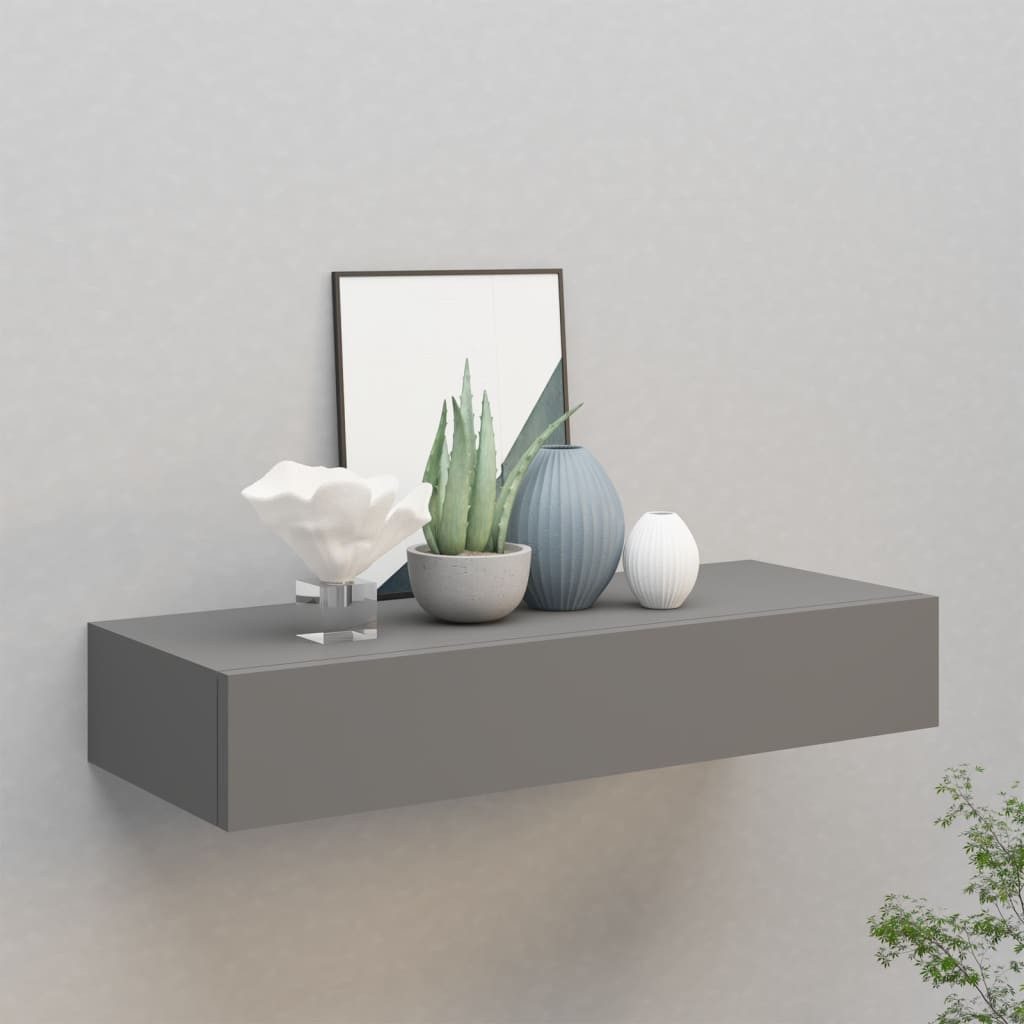 vidaXL Wandregal Wandregal Schubladenregal Grau 60x23,5x10 günstig online kaufen