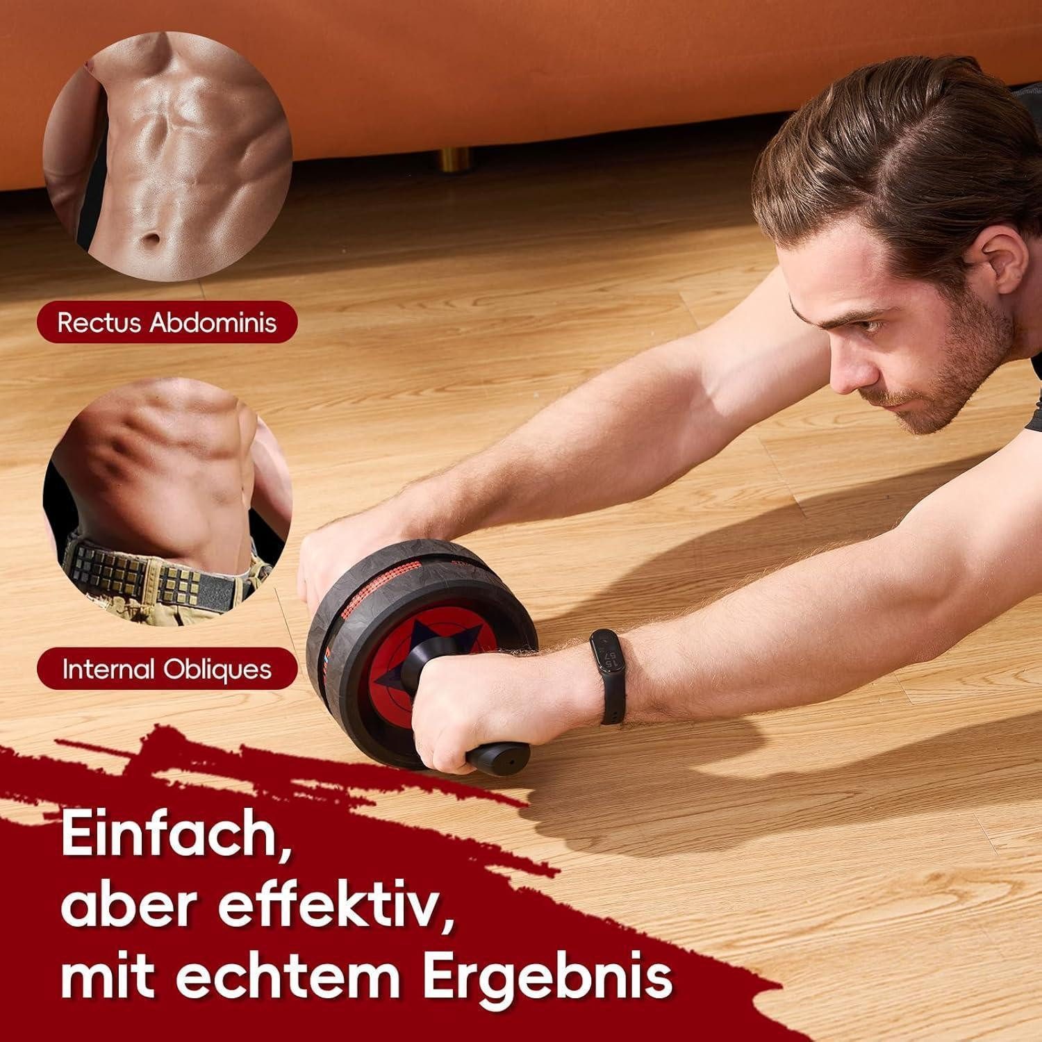 LuxusKollektion AB-Roller Bauchroller Bauchmuskeltrainer Kniematte Bauchrad Rot