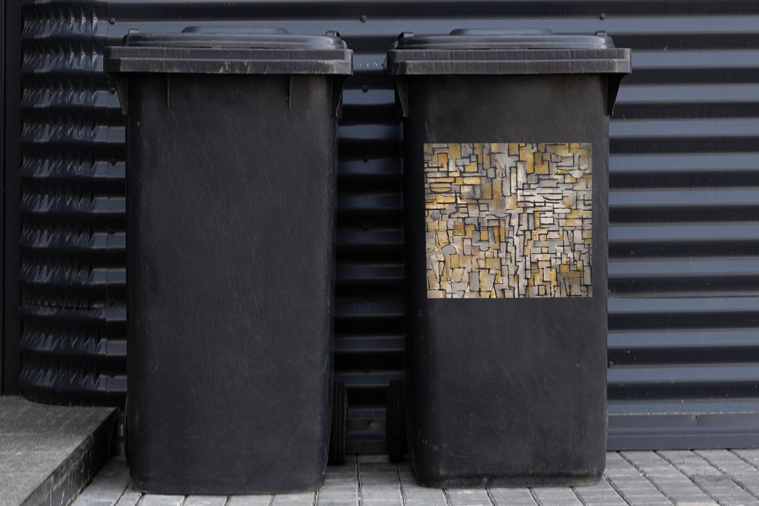 Mondrian St), Wandsticker - Container, Kunst Mülleimer-aufkleber, Meister Alte Abfalbehälter (1 - Mülltonne, Sticker, MuchoWow