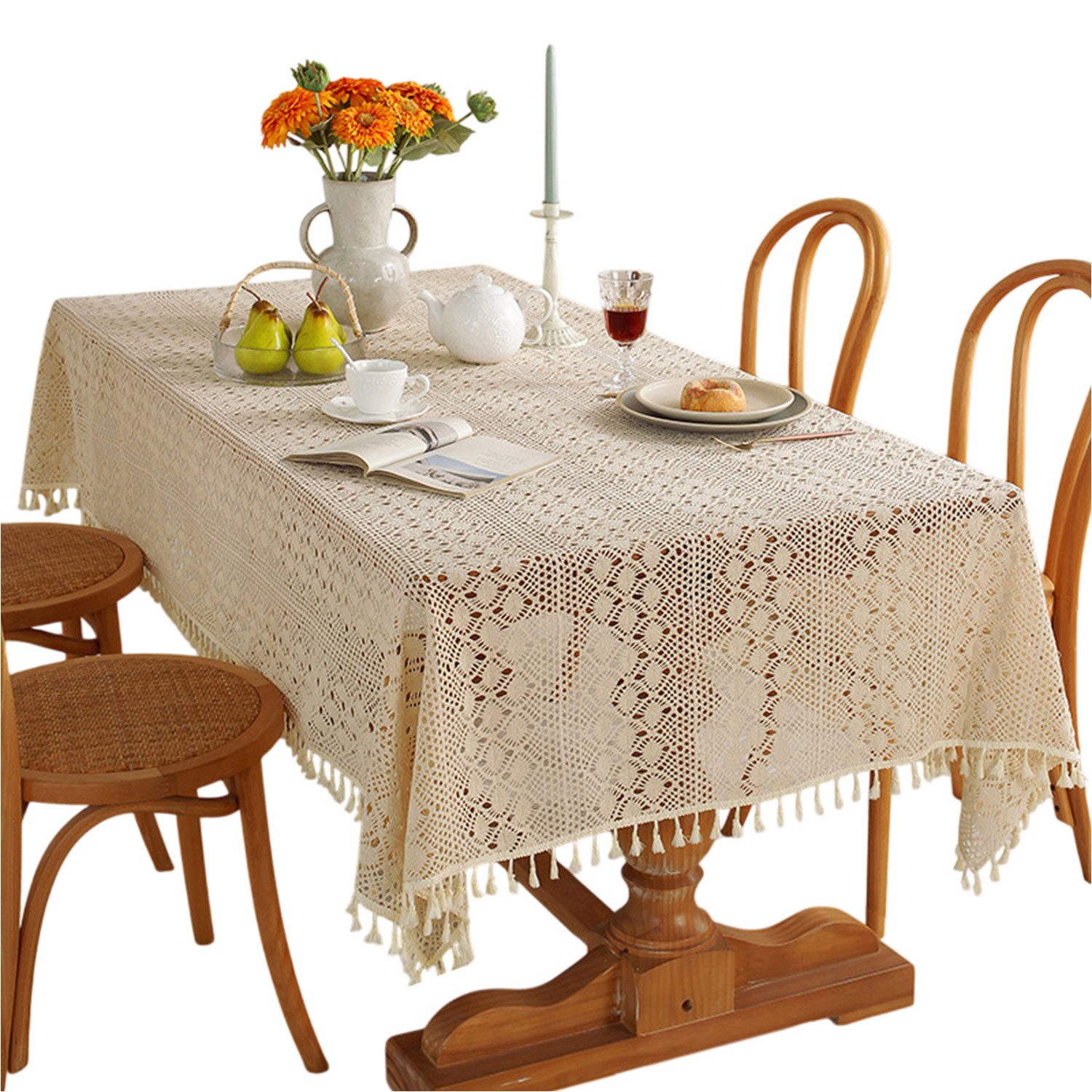 Refttenw Tischdecke Vintage Häkel Tischdecke mit günstig online kaufen